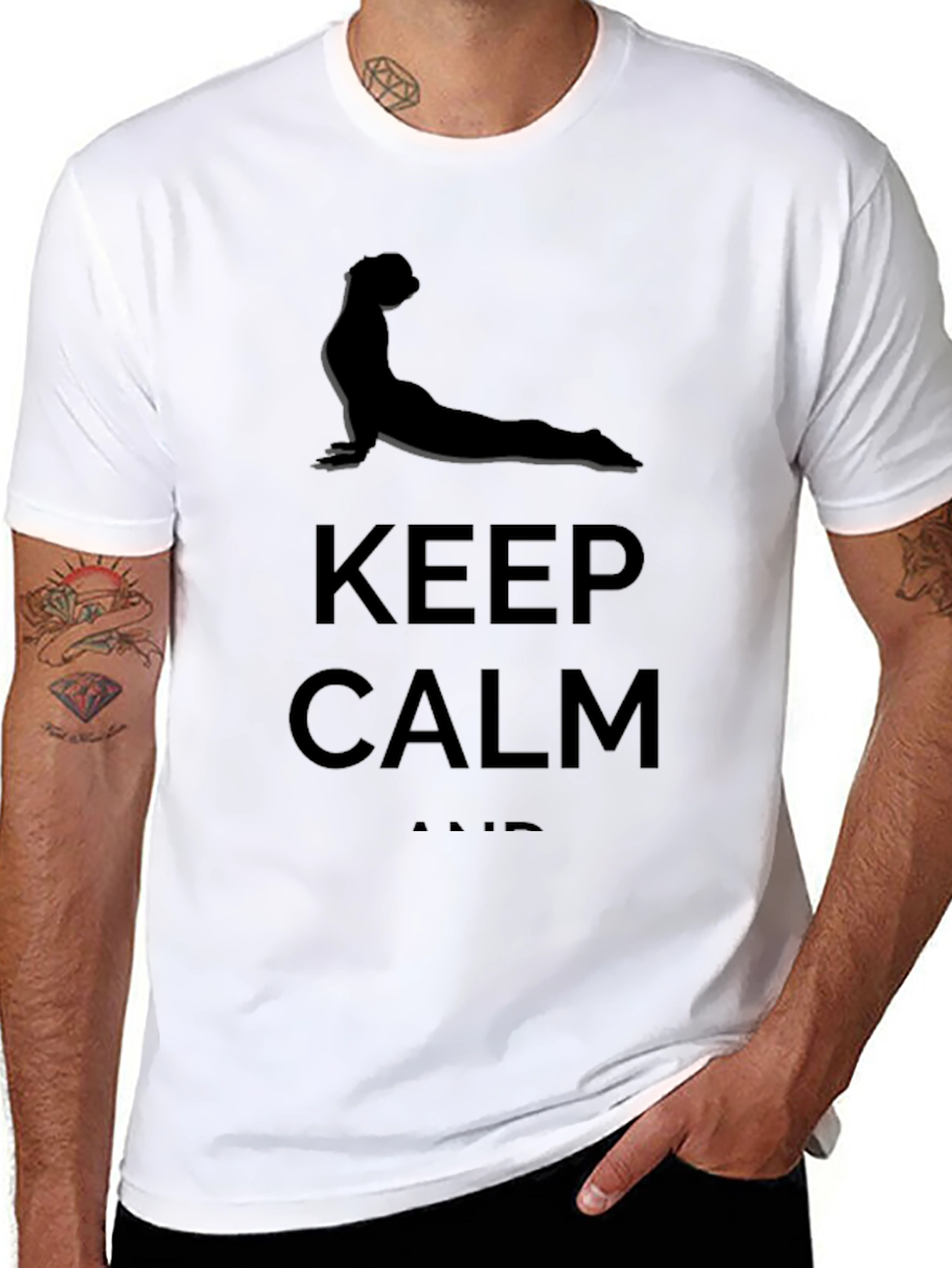 Black Keep Calm Yoga Graphic T-Shirt view 8