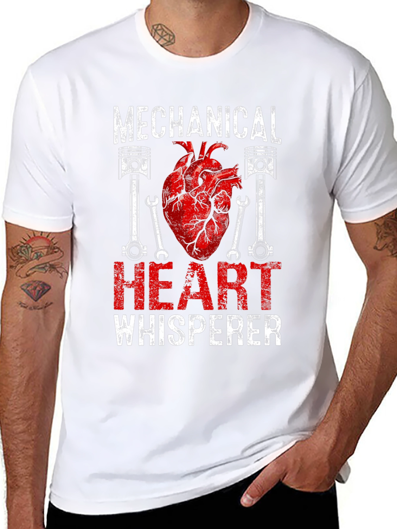 Black Mechanical Heart Whisperer Graphic T-Shirt view 8