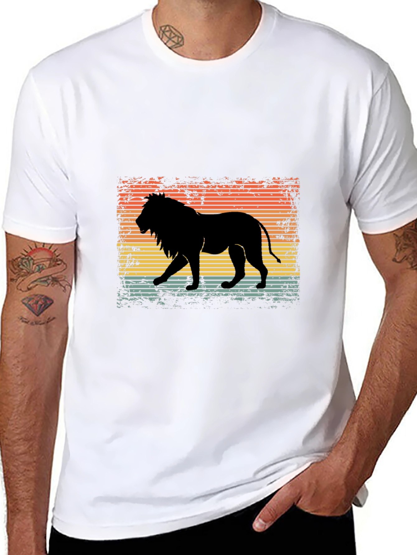Black Retro Lion Graphic T-Shirt - Stylish Men's Tee view 8