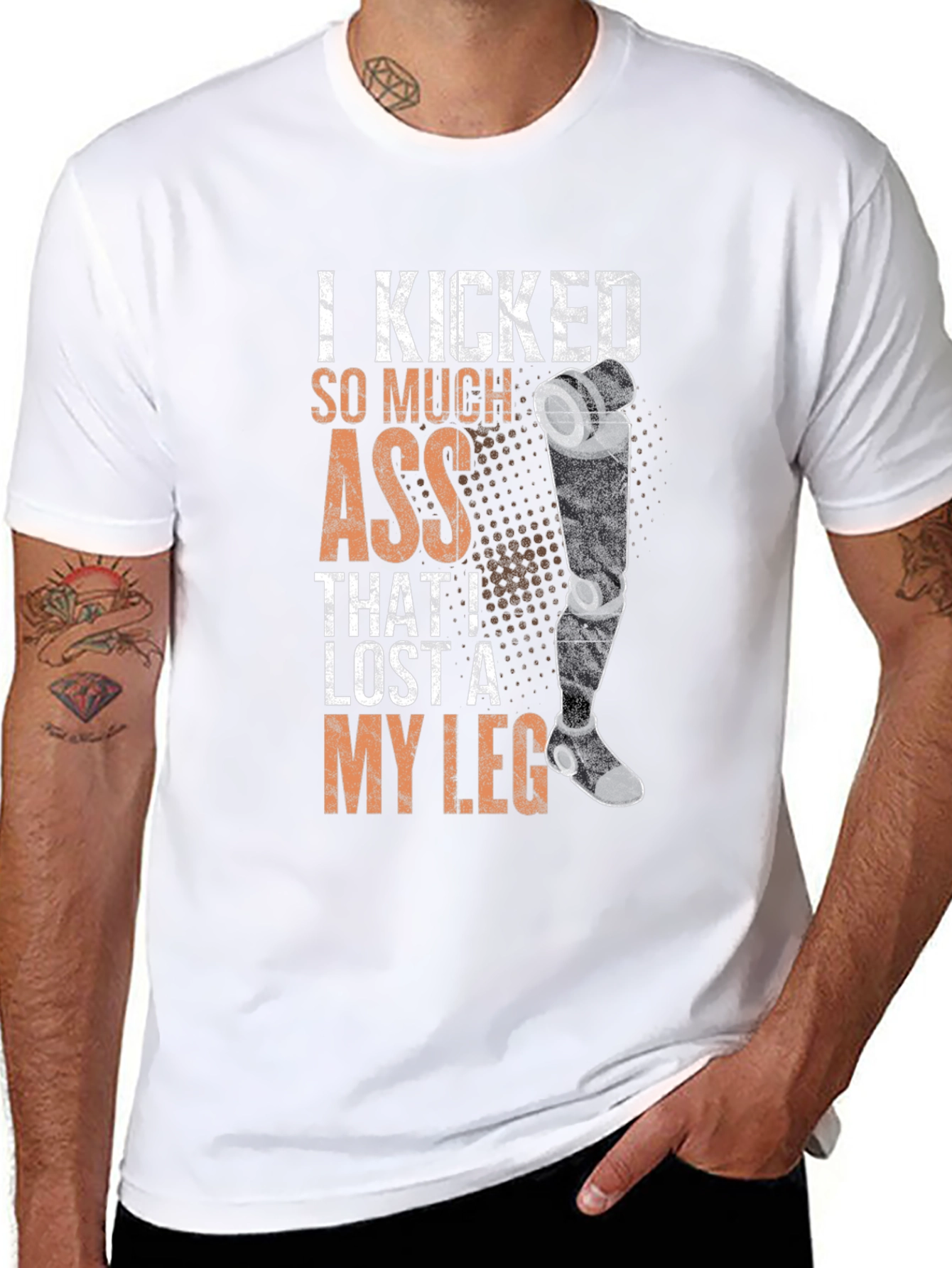 Black I Kicked So Much Ass I Lost A Leg T-Shirt view 8