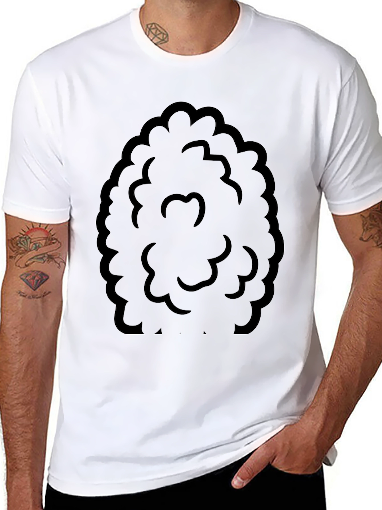 Black Fun Black Afro Wig T-Shirt Costume Tee view 8