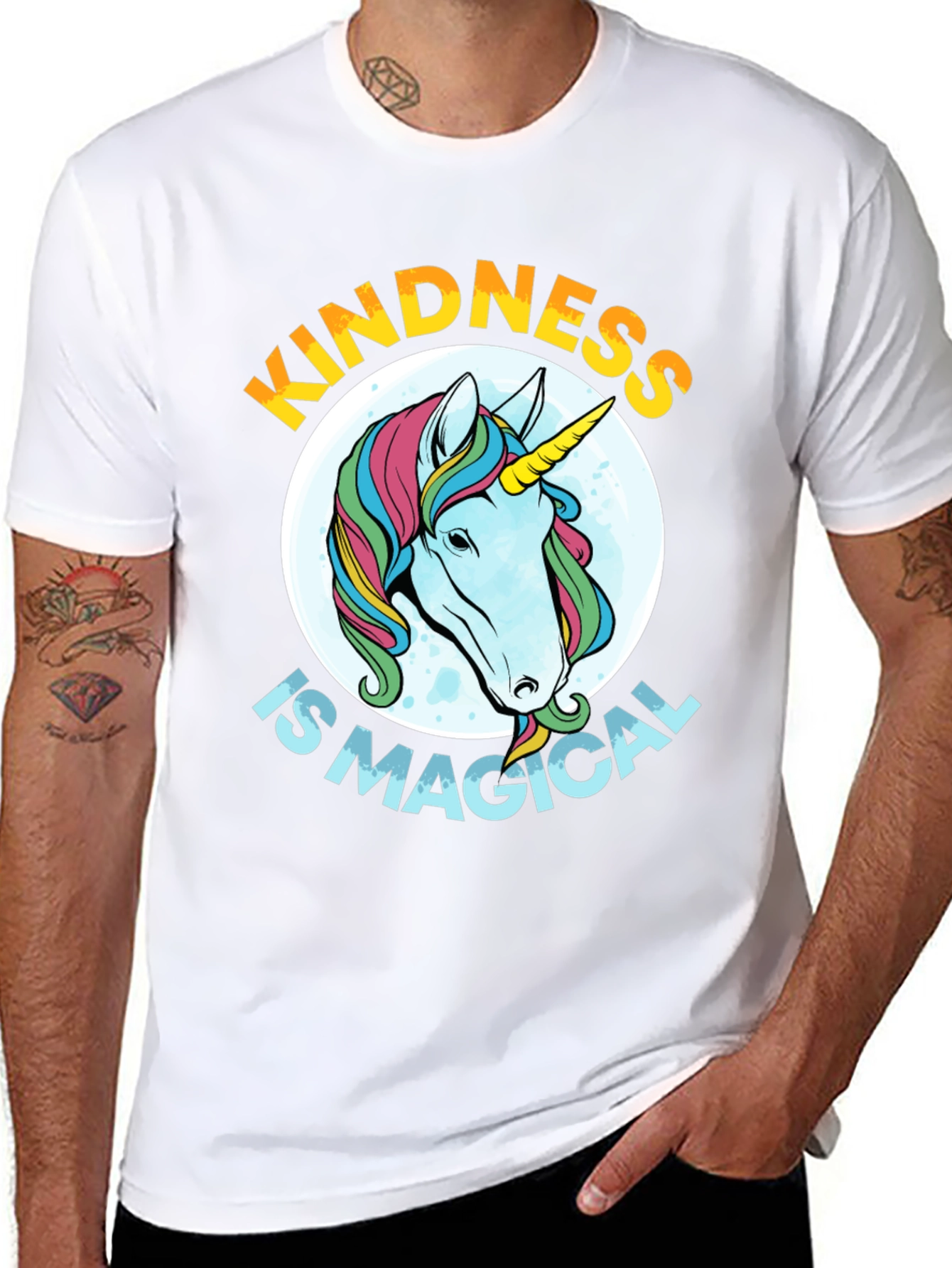 Black Kindness is Magical Unicorn Graphic Tee - Black view 8