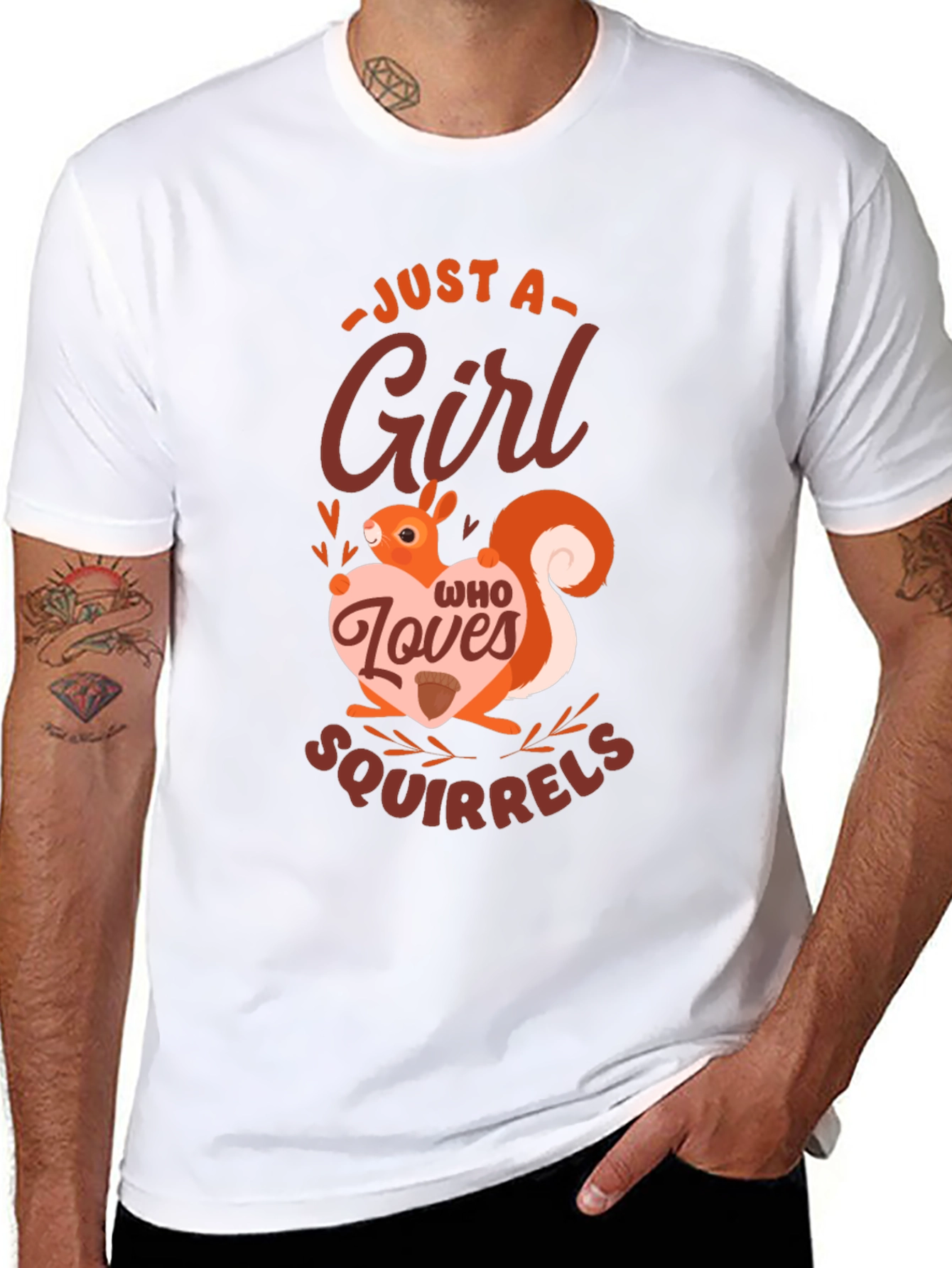 Black Just a Girl Who Loves Squirrels Graphic Tee view 8