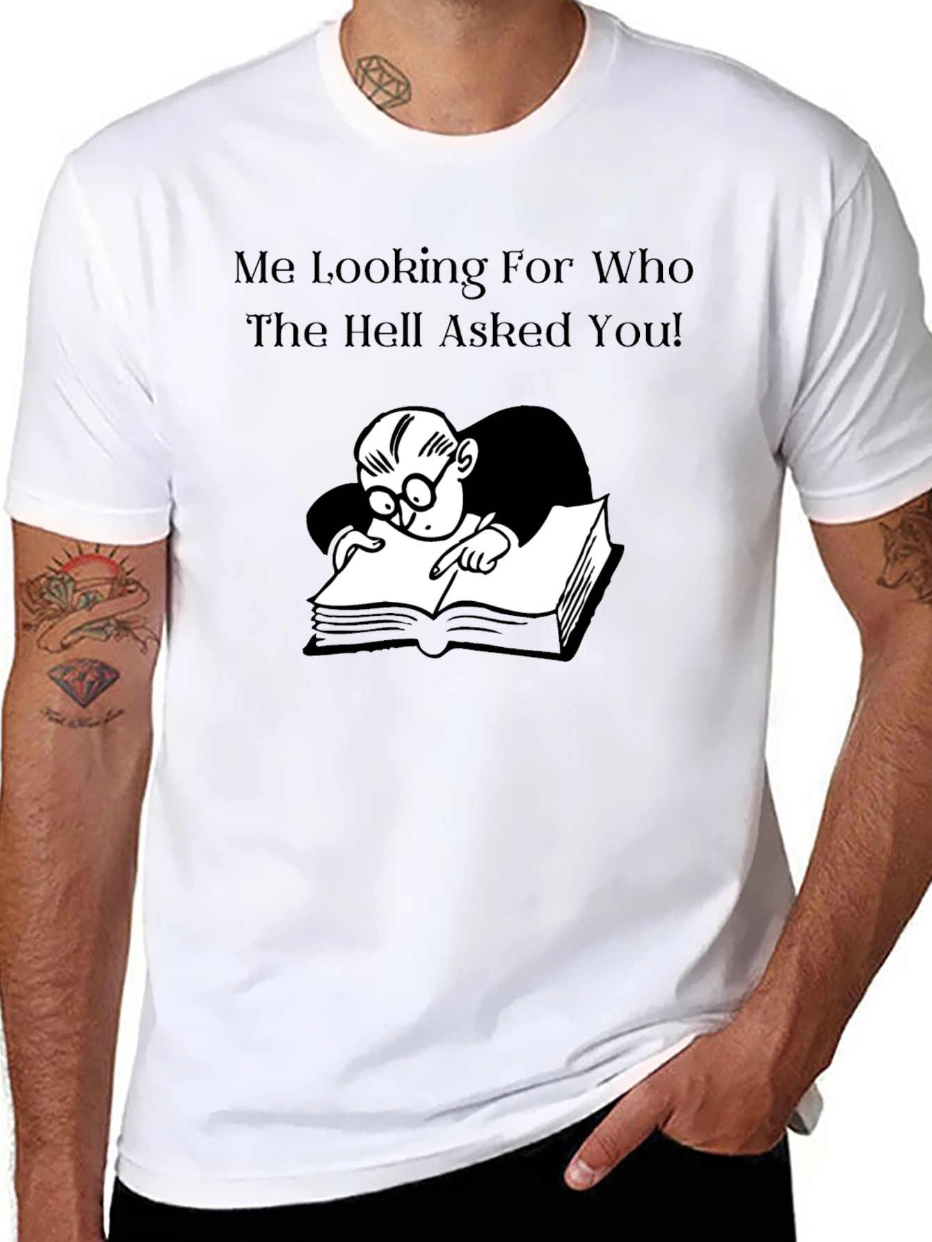 Black Humorous Graphic Tee: Me Looking For Who Asked! view 8