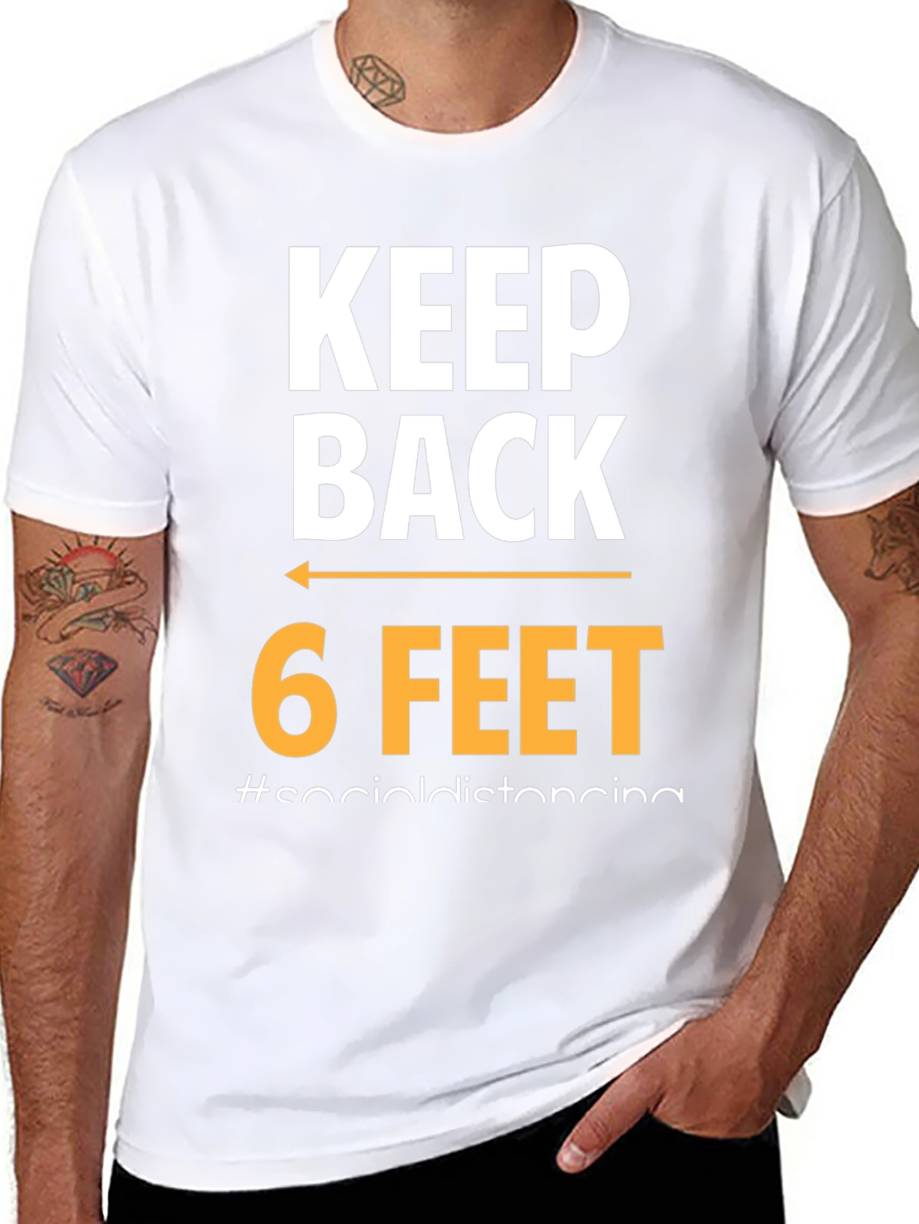 Black Keep Back 6 Feet Social Distancing T-Shirt view 8