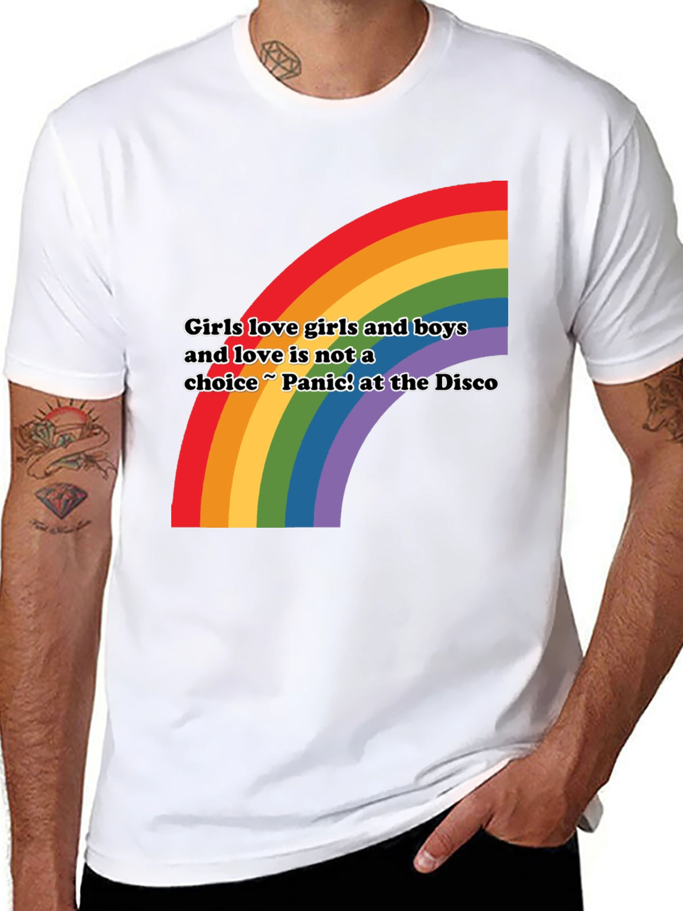 Black Rainbow Love T-Shirt - Girls Love Girls and Boys LGBTQ+ Pride view 8