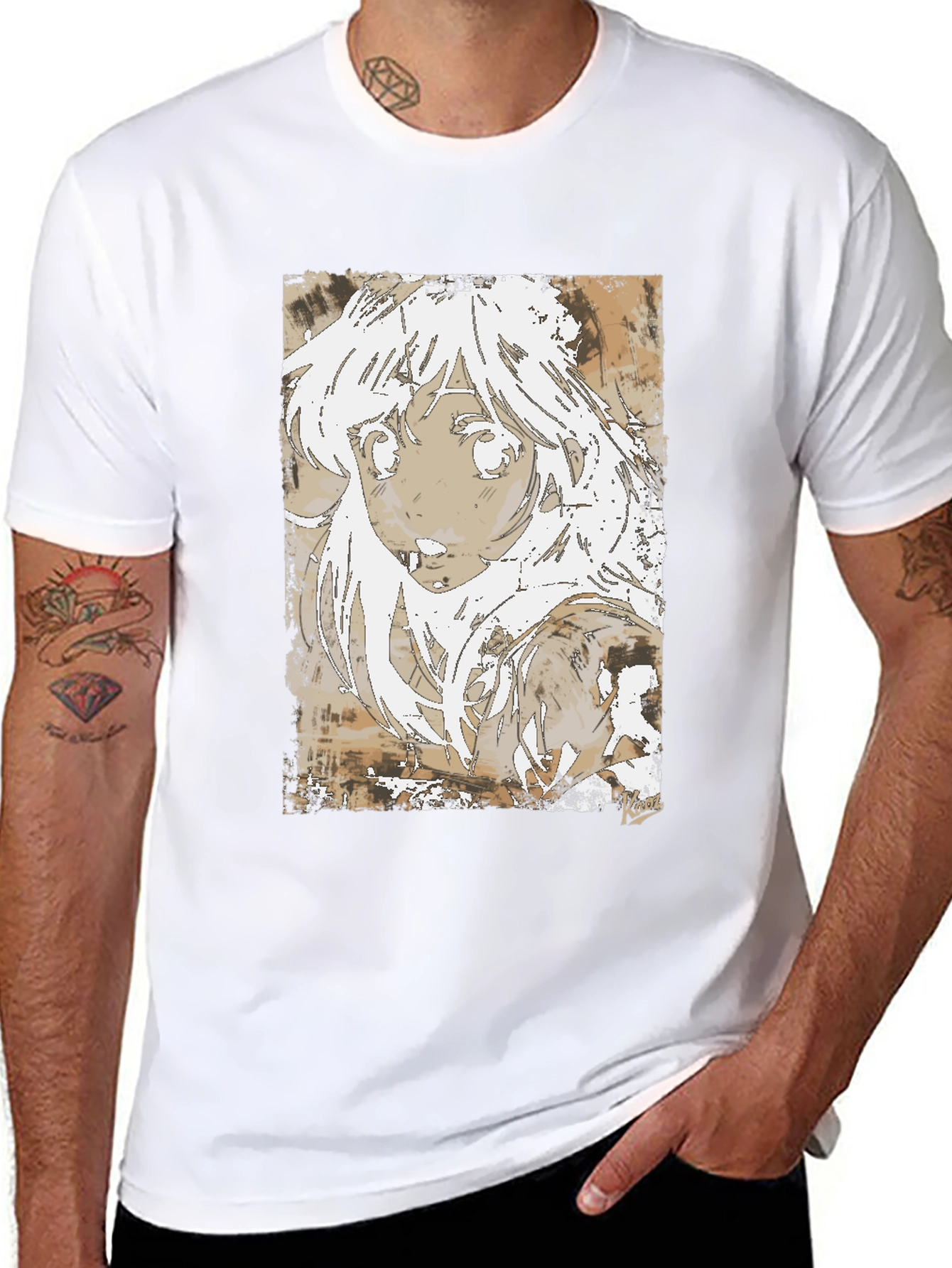 Black Anime Girl Graphic Tee - Stylish Black Cotton T-Shirt view 8