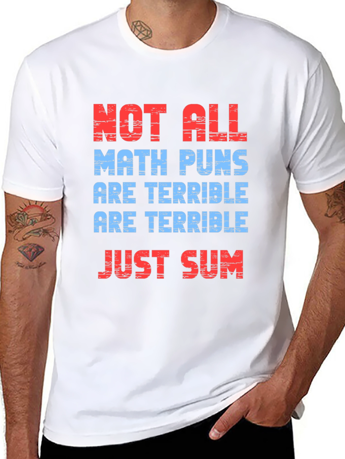 Black Math Puns T-Shirt -  Not All are Terrible, Just Sum! view 8