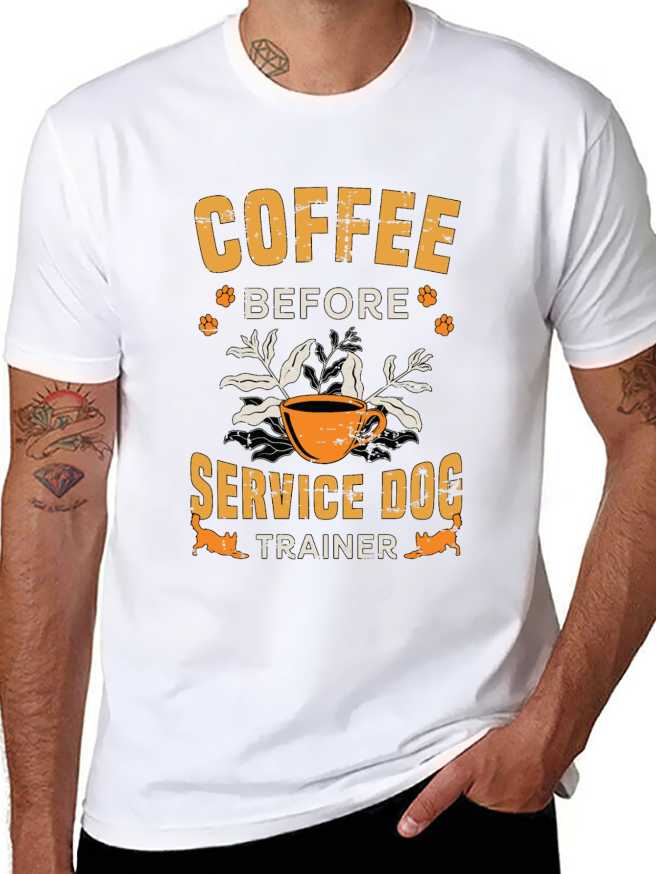 Black Coffee Before Service Dog Trainer T-Shirt view 8
