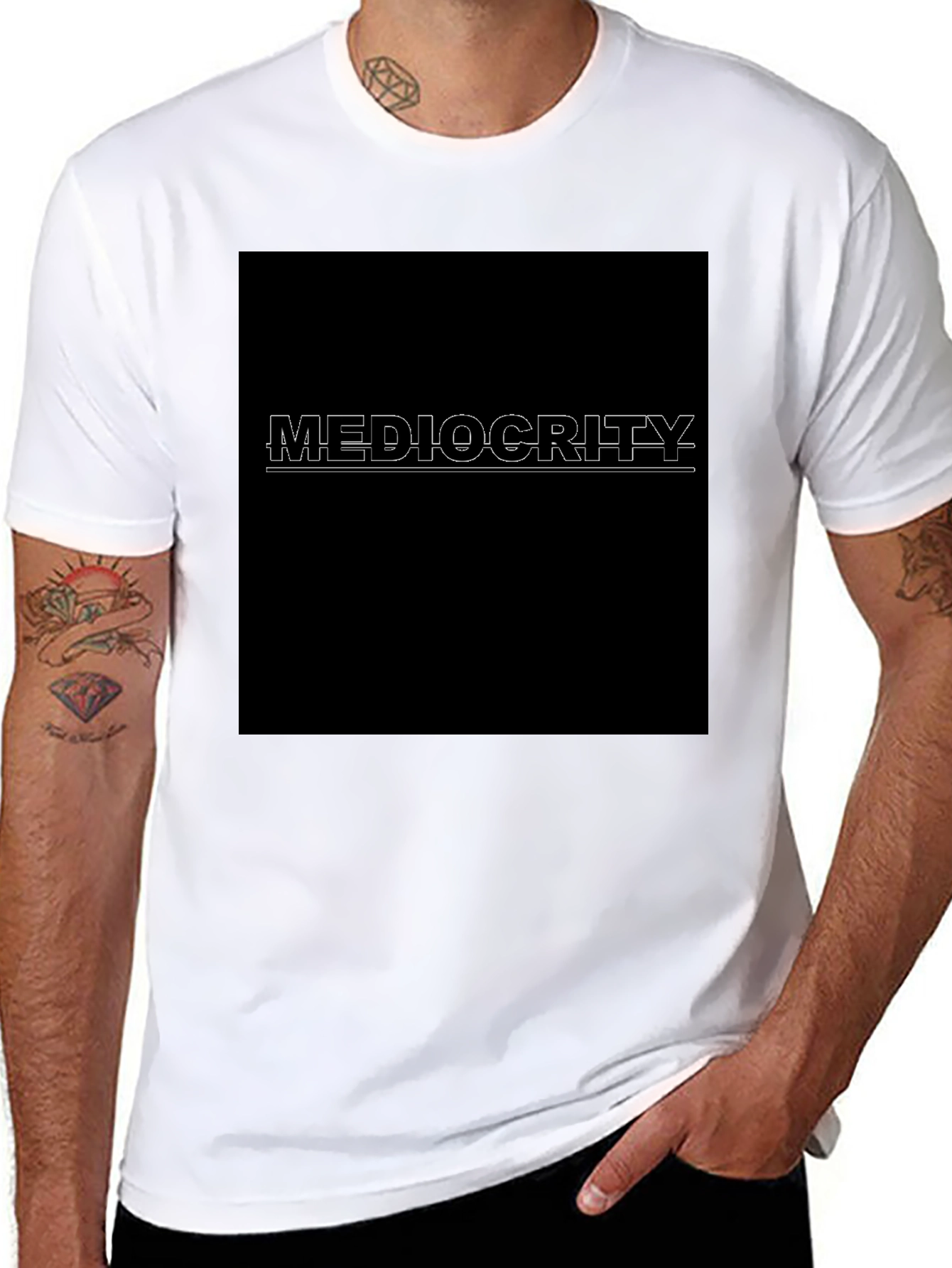 Black Mediocrity T-Shirt - Classic Black Crew Neck Tee view 8