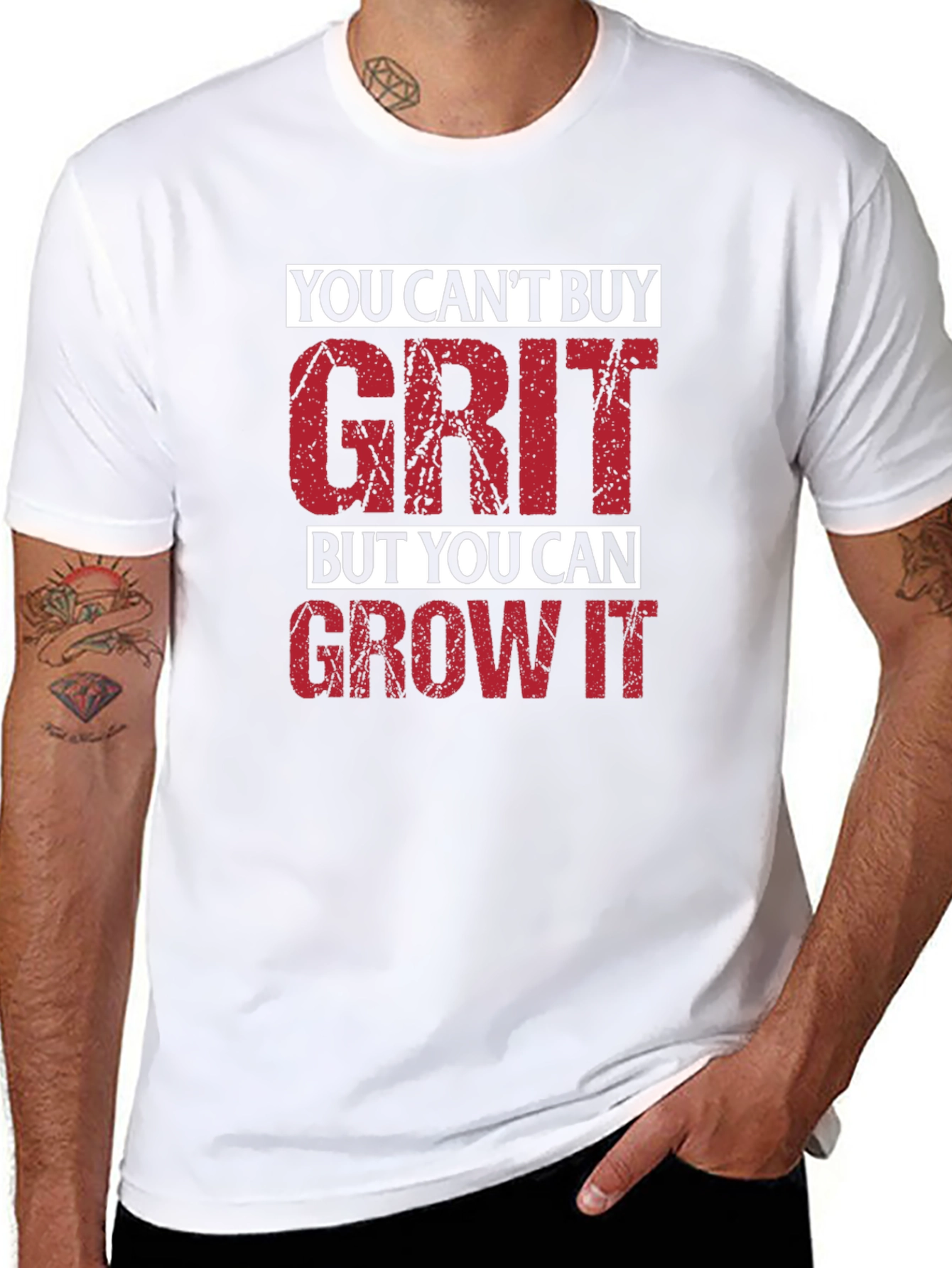 Black Motivational Grit Graphic T-Shirt - Men's Black Tee view 8