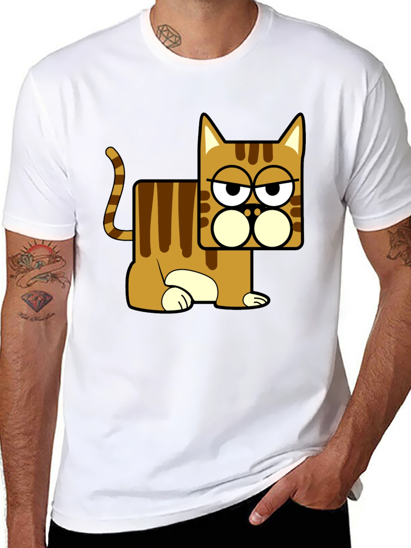 Black Funny Cat Graphic T-Shirt - Black view 8