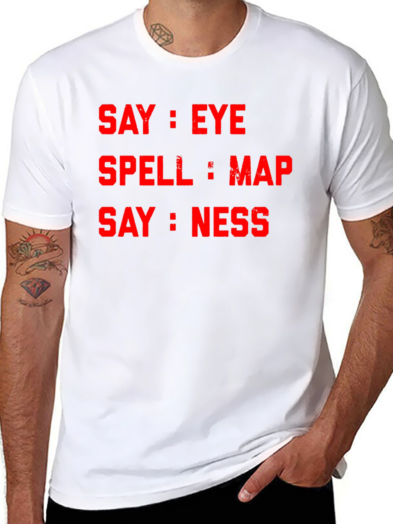 Black Say Eye Spell Map Say Ness T-Shirt view 8