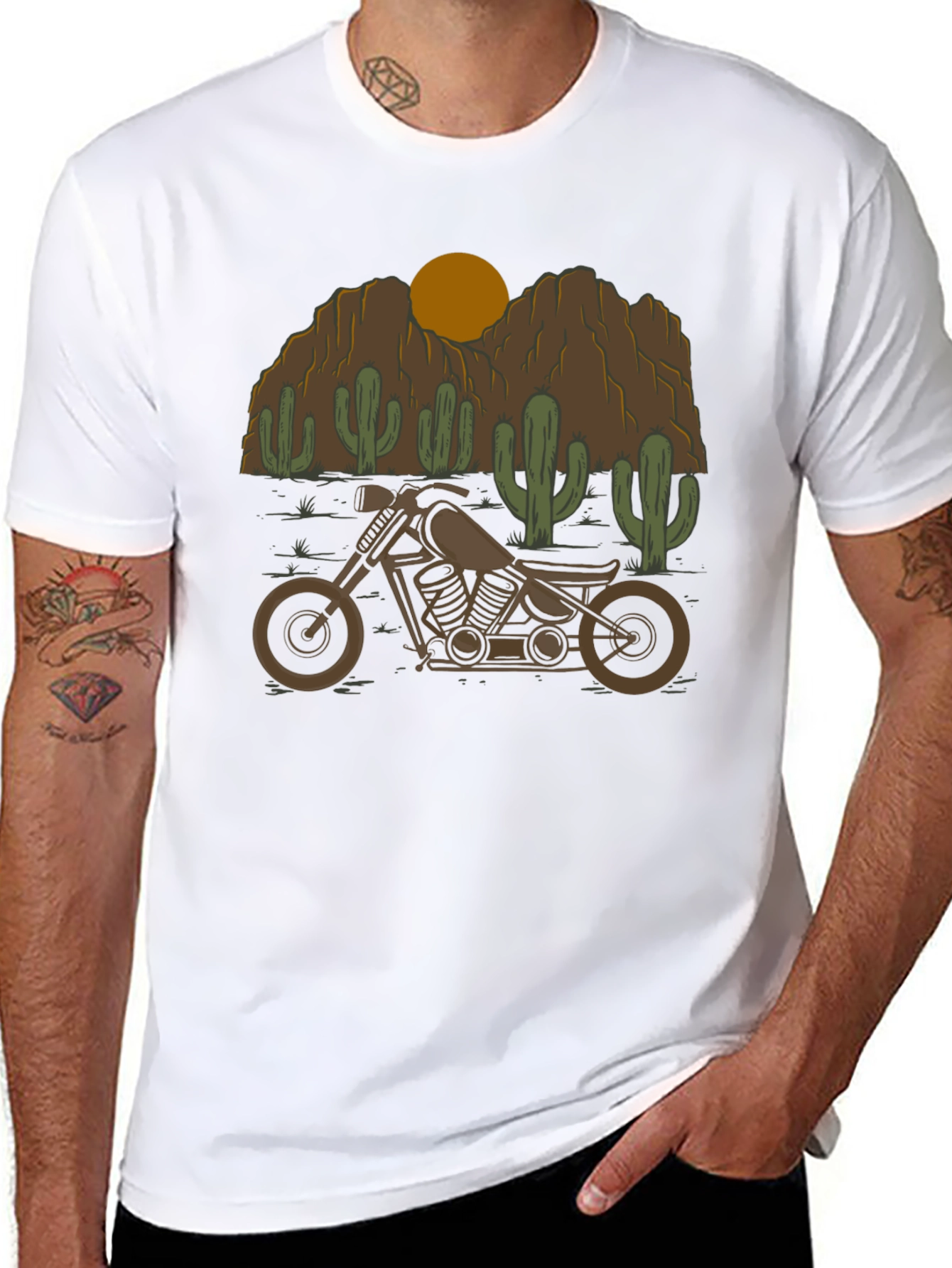 Black Motorcycle Desert Graphic Tee view 8