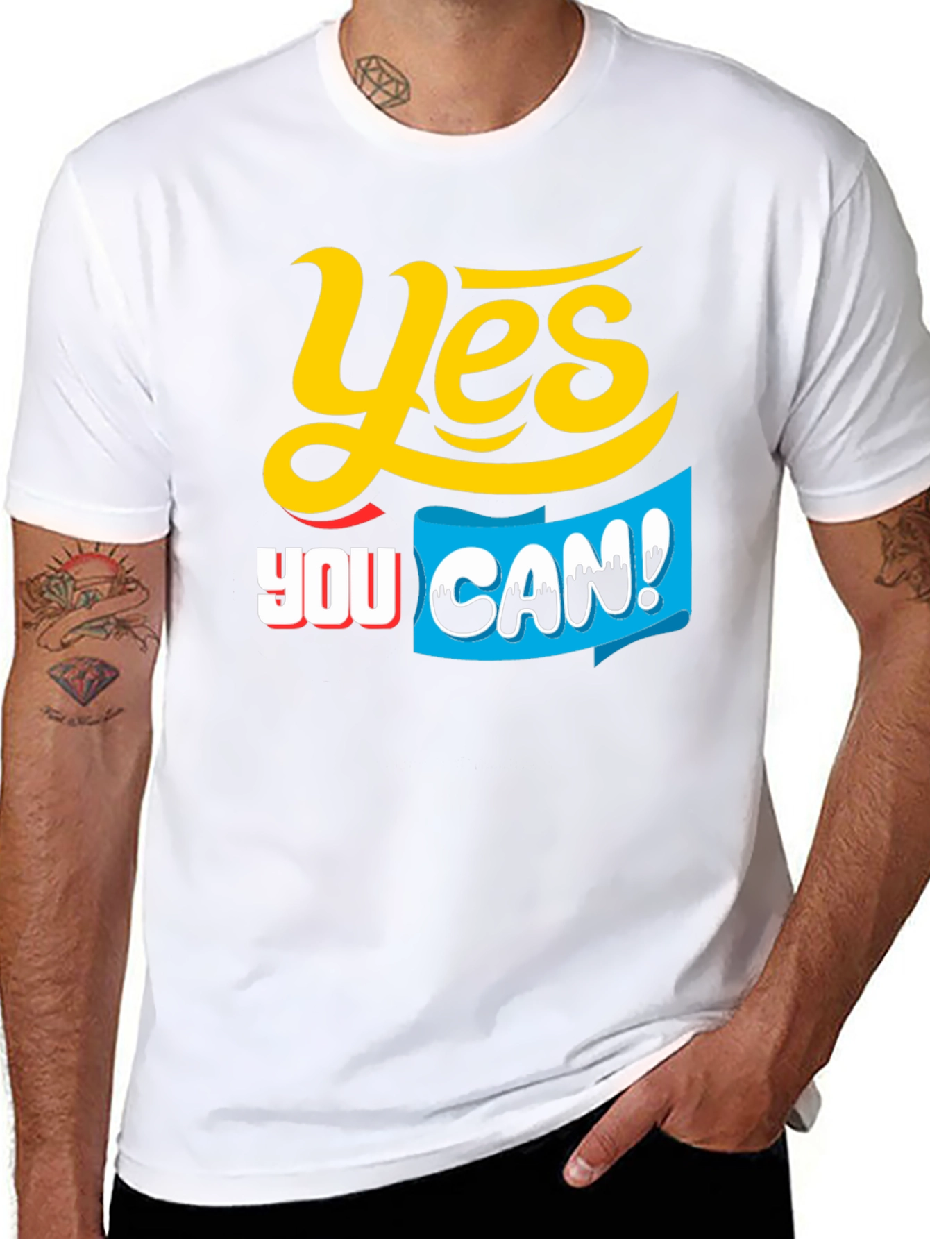 Black Yes You Can! Graphic T-Shirt view 8