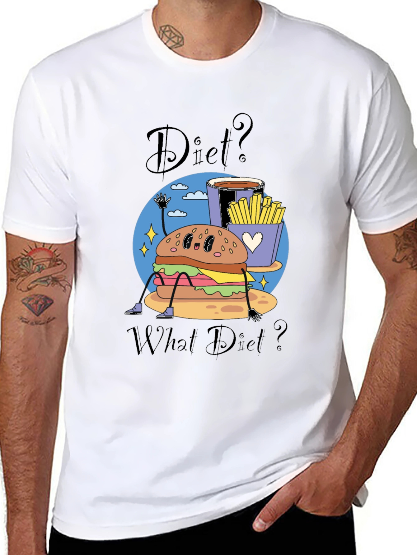 Black Diet? What Diet? Funny Cartoon Food T-Shirt view 8