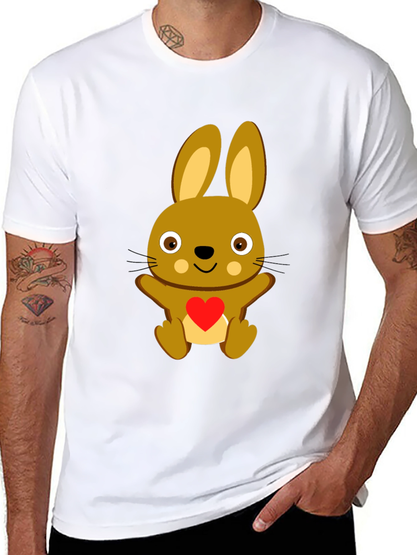 Black Cute Bunny Heart T-Shirt - Black view 8