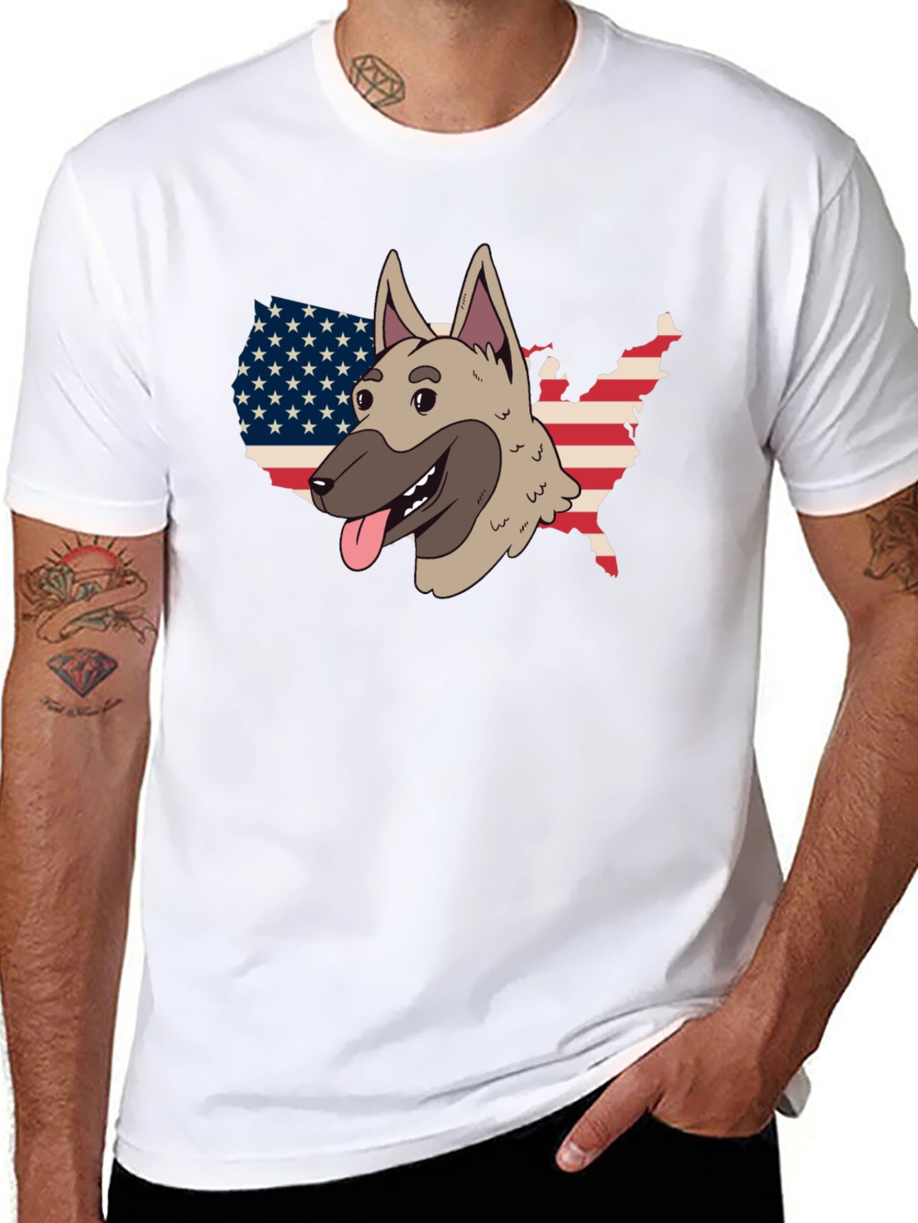 Black Dog USA Flag Patriotic Graphic Tee view 8