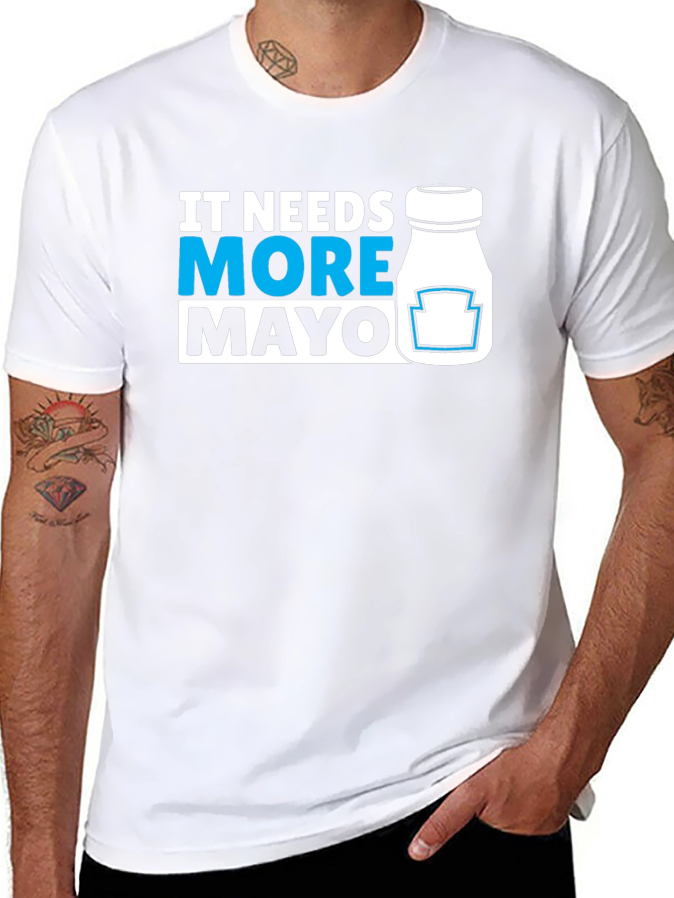Black It Needs More Mayo T-Shirt - Funny Foodie Tee view 8