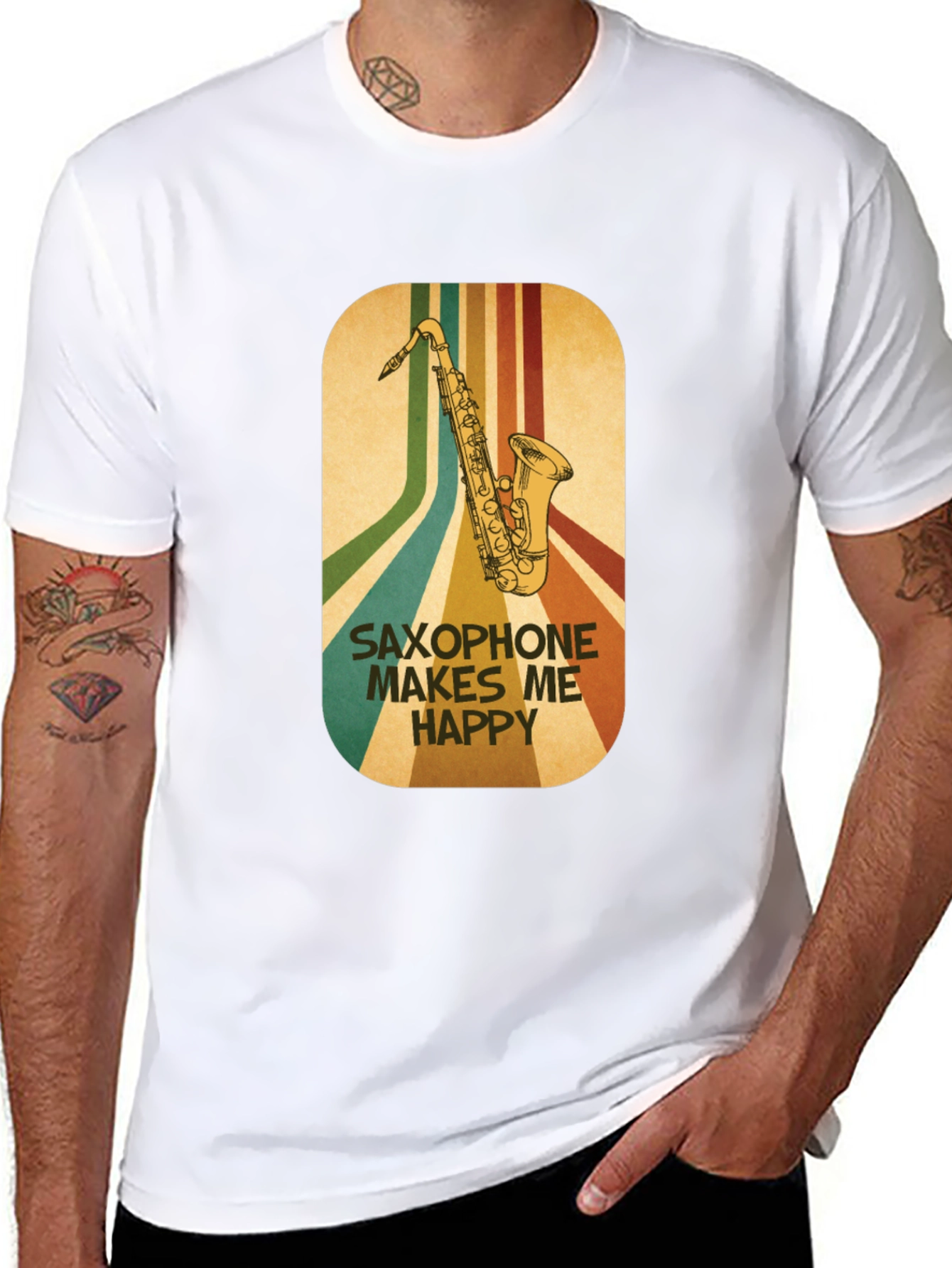 Black Saxophone Makes Me Happy Graphic Tee view 8