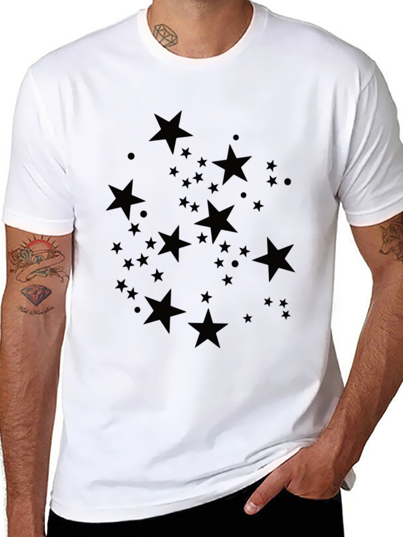 Black Starry Night Black T-Shirt view 8