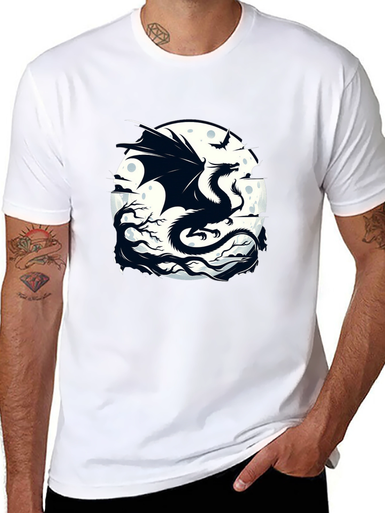 Black Dragon Moon Graphic Tee - Black view 8