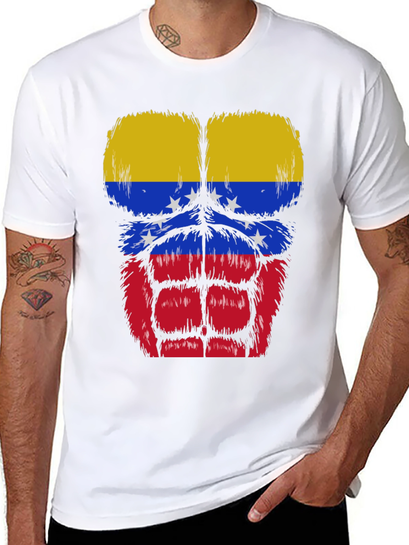Black Venezuela Flag Muscle Graphic T-Shirt view 8