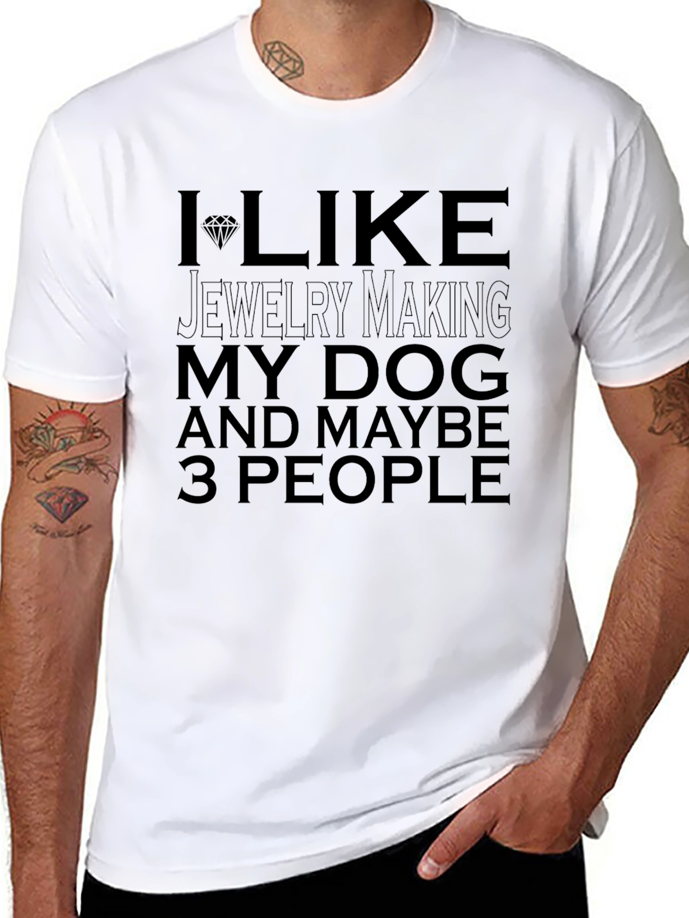 Black Jewelry Making, Dog & 3 People T-Shirt view 8