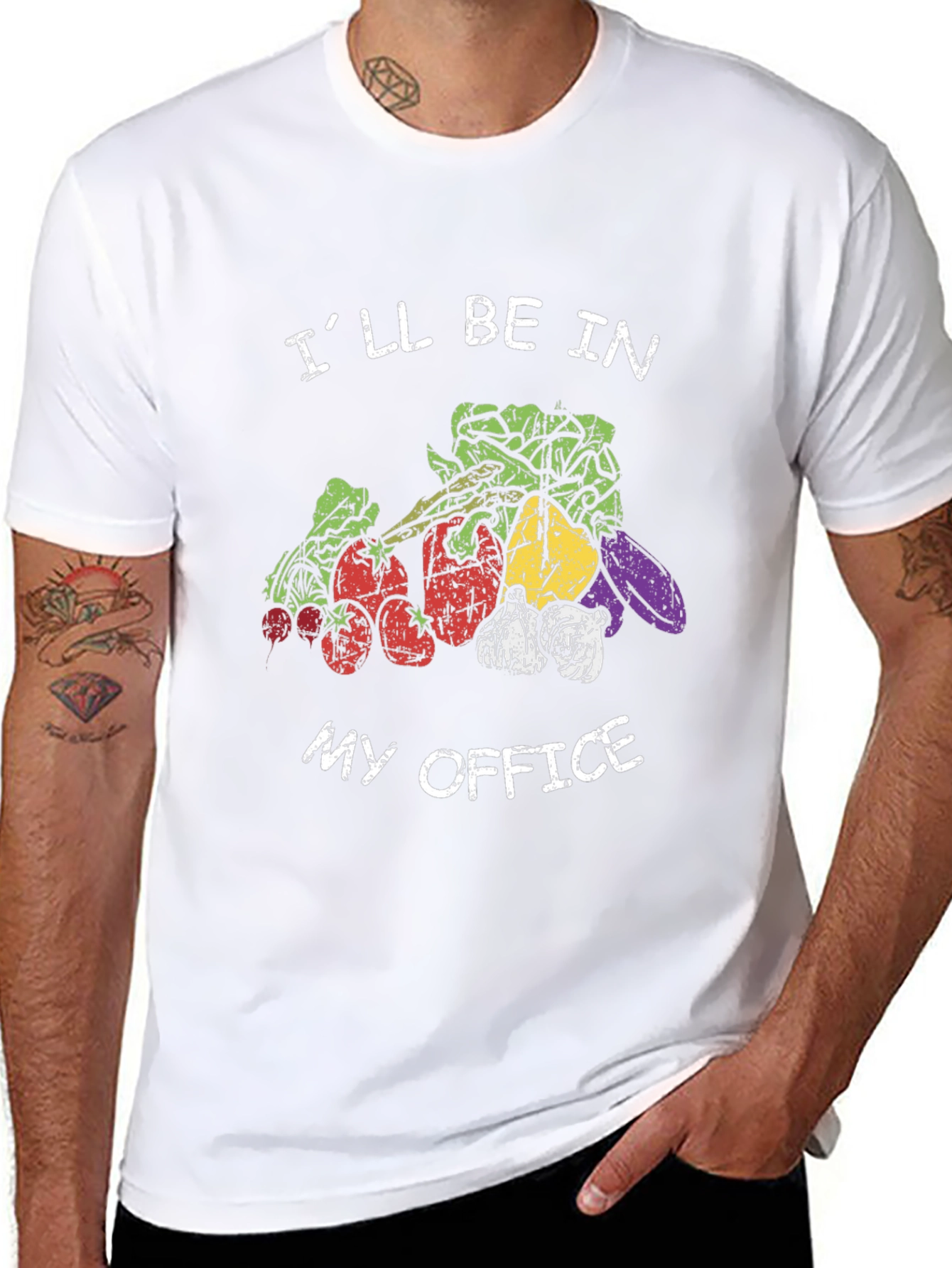 Black Vegetable Garden T-Shirt - "I'll Be In My Office" view 8