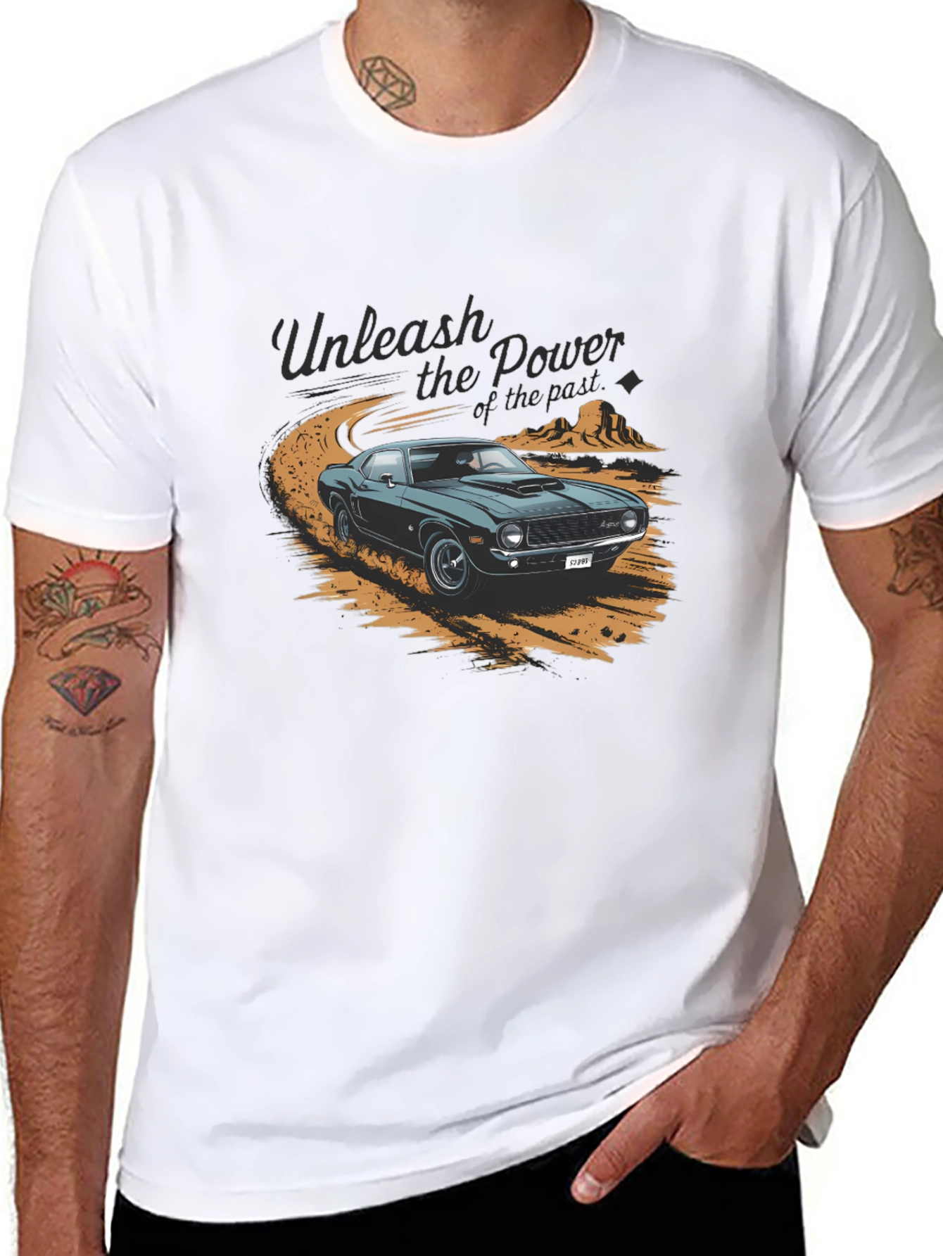 Black Unleash the Power Car Graphic T-Shirt view 8