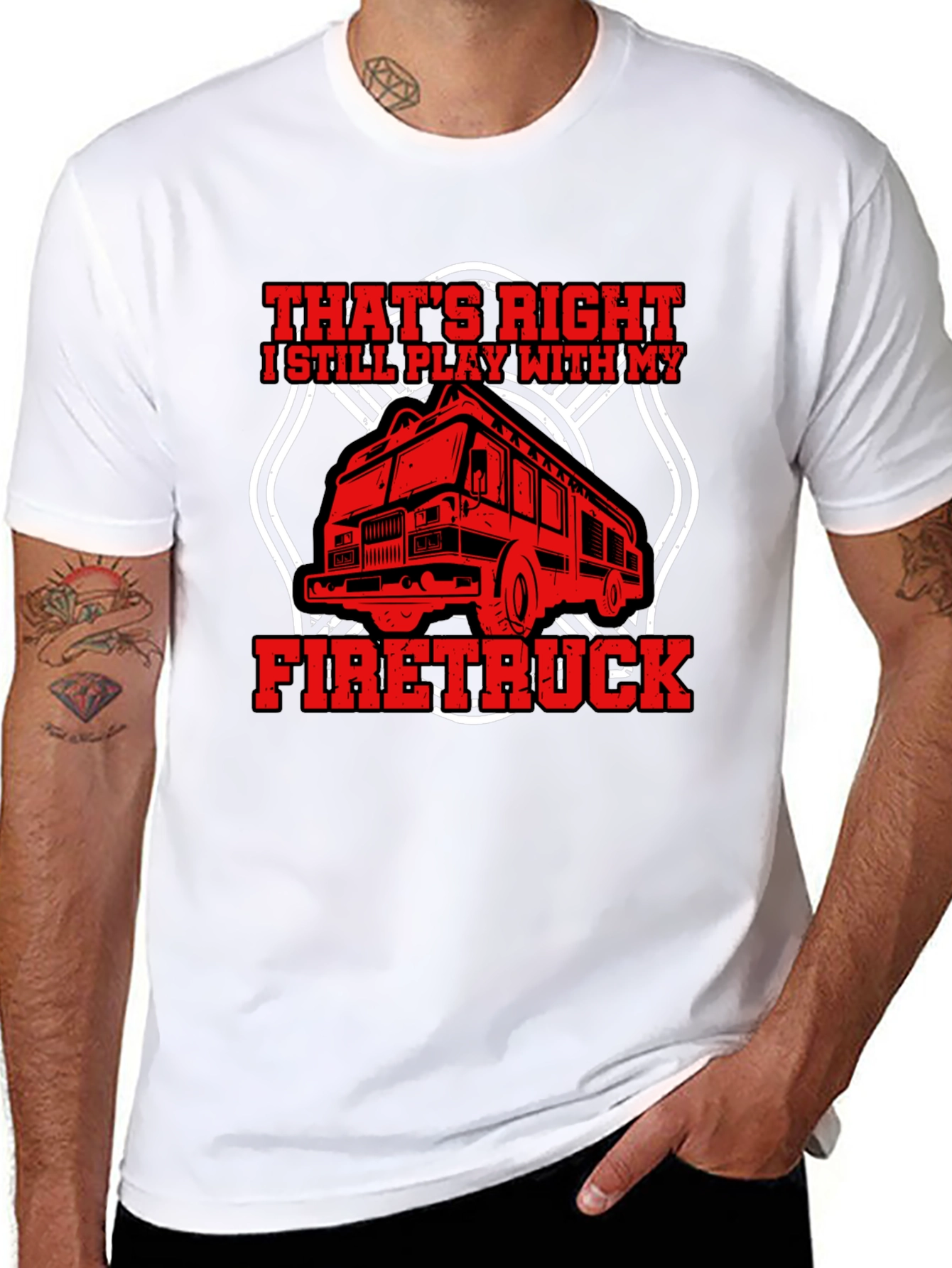 Black Firetruck T-Shirt - Play With My Firetruck view 8
