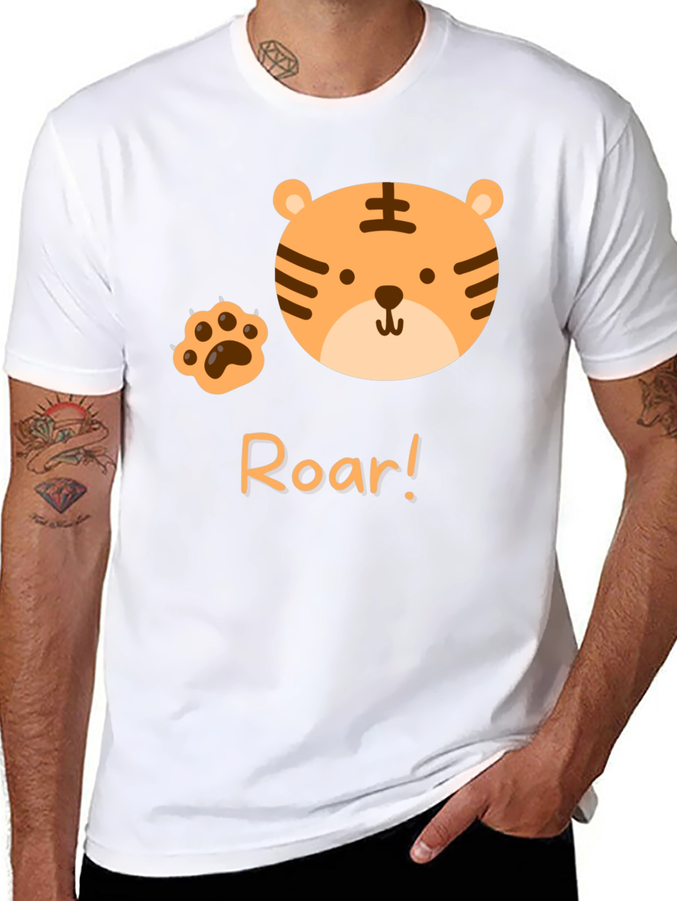 Black Roar Tiger Graphic Tee - Cute Black T-Shirt view 8