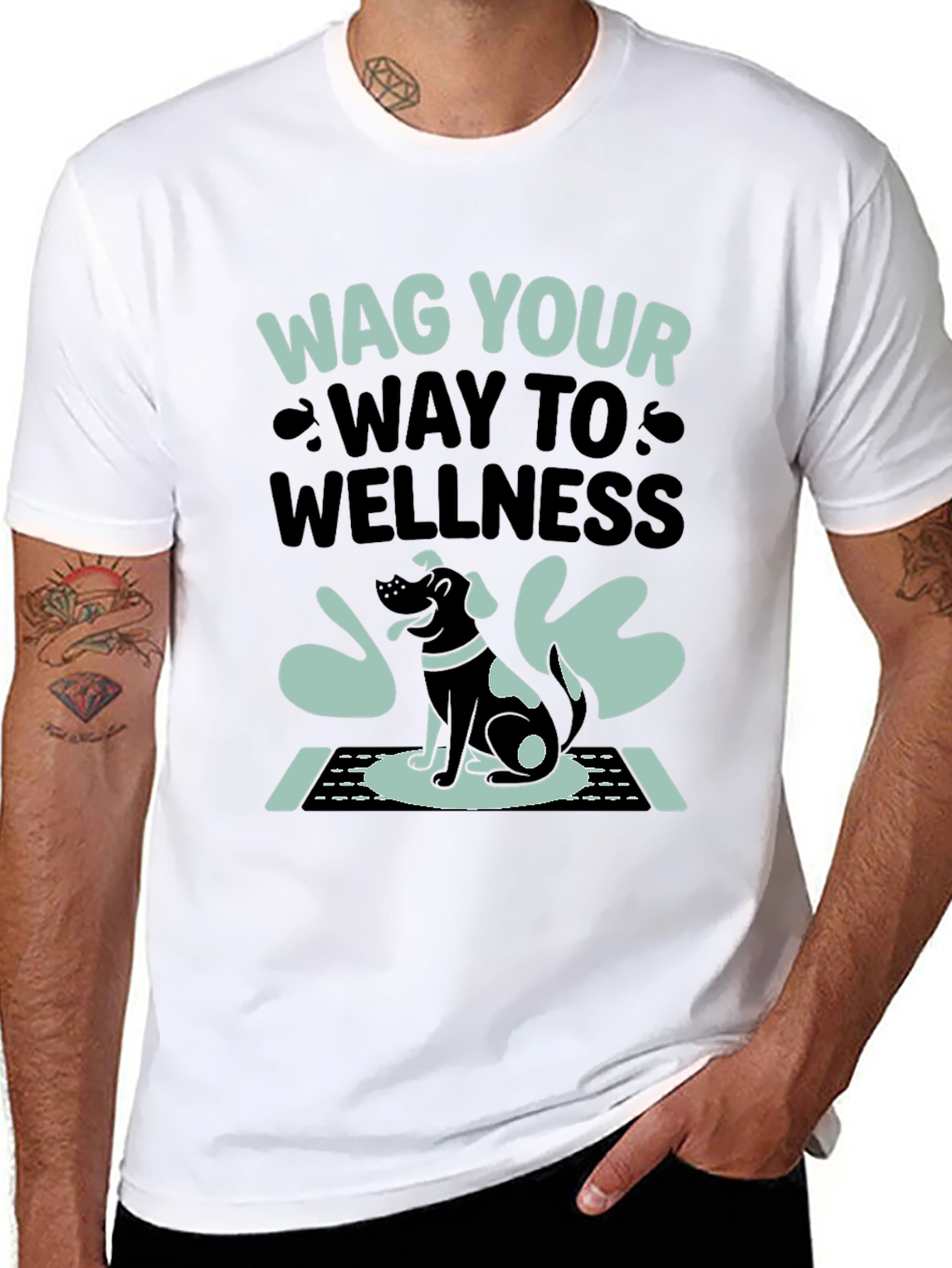 Black Wag Your Way to Wellness T-Shirt - Black view 8