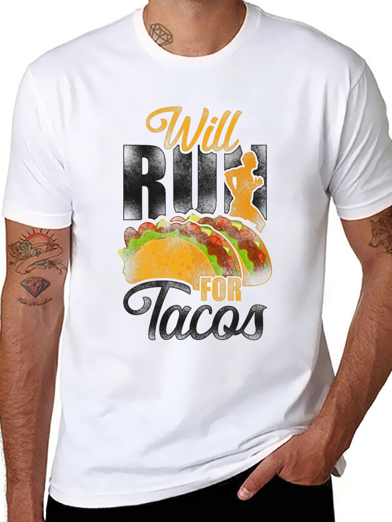 Black Will Run For Tacos Graphic Tee view 8