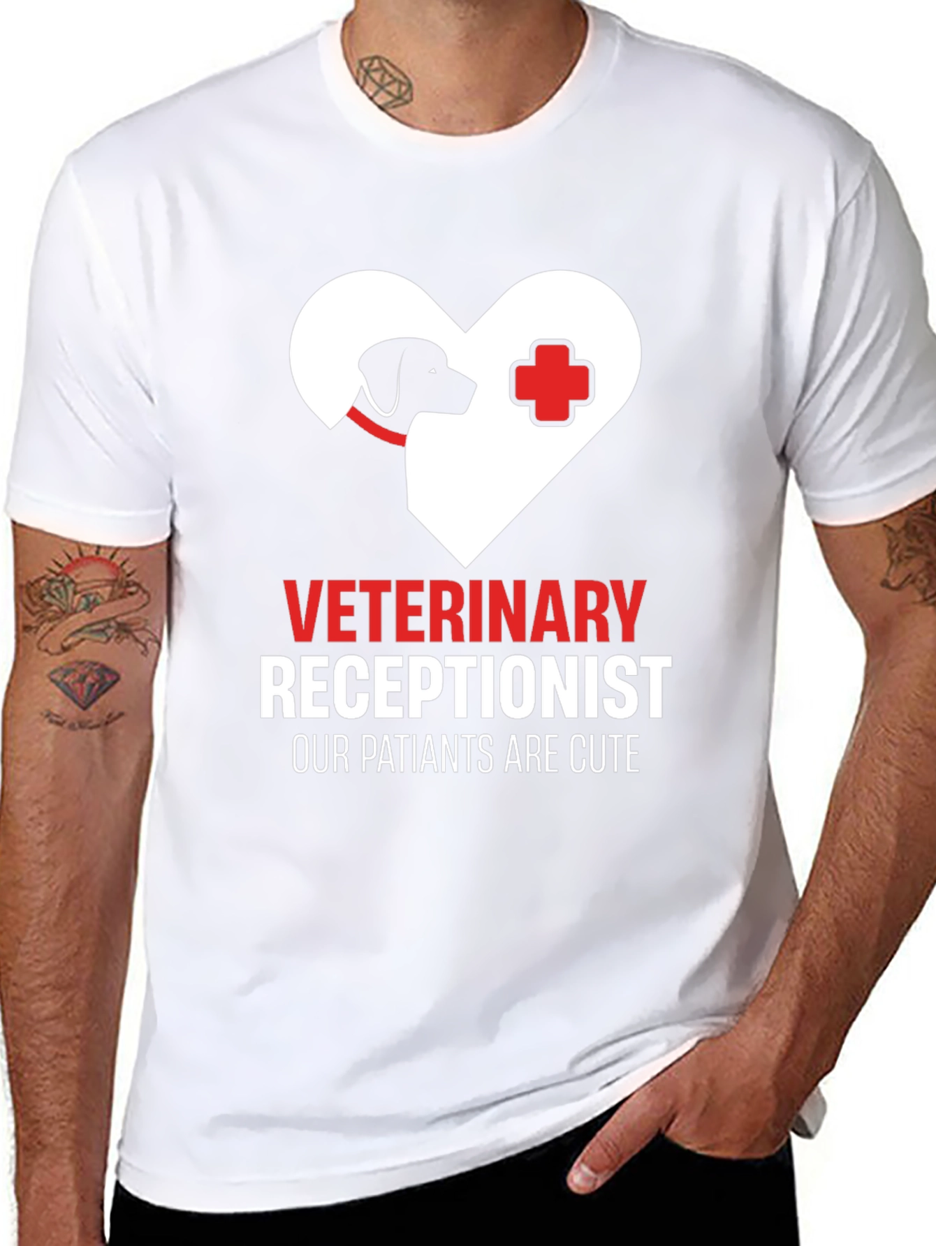 Black Veterinary Receptionist T-Shirt - Cute Patients Tee view 8