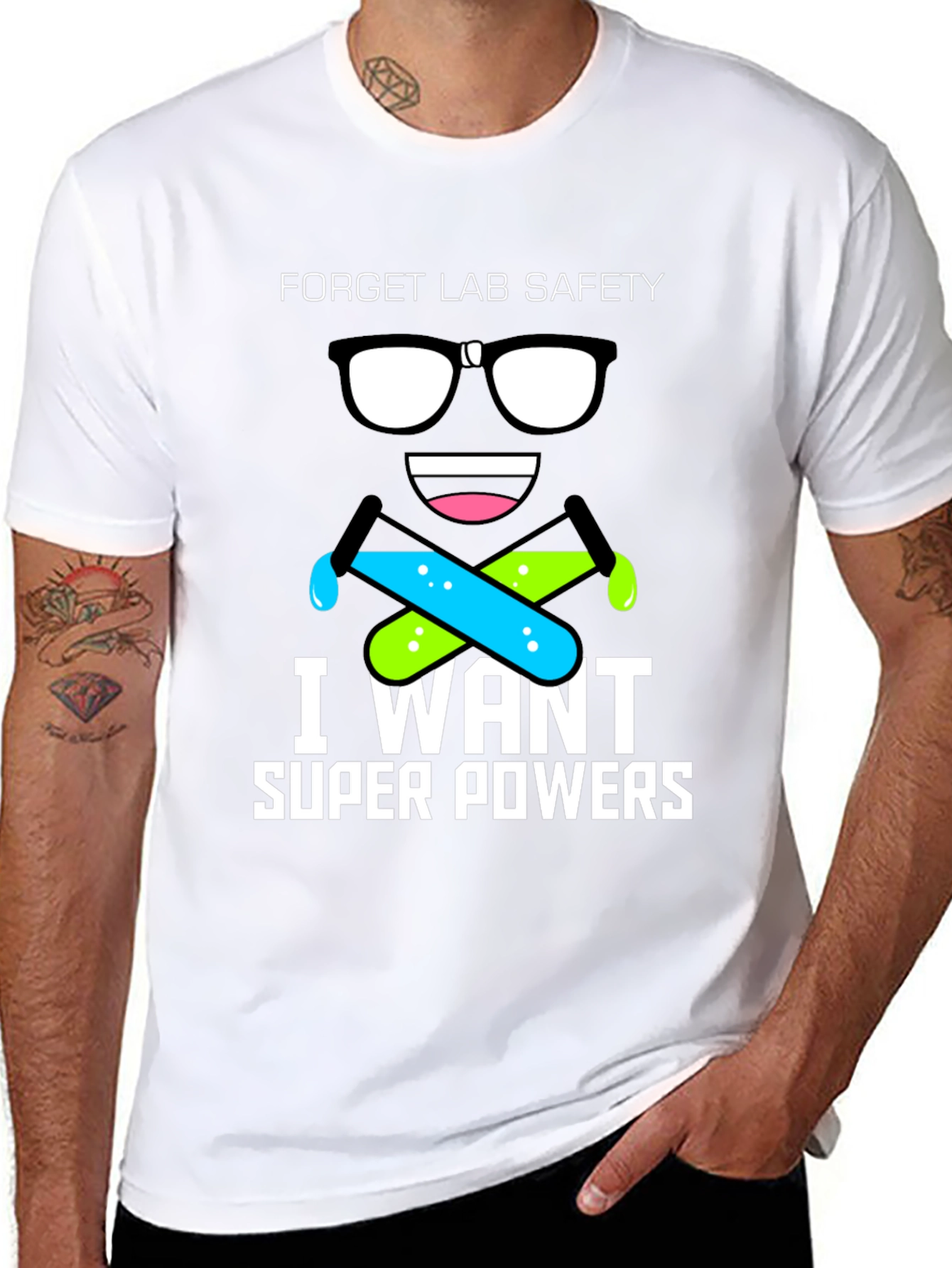 Black Forget Lab Safety T-Shirt - I Want Super Powers! view 8