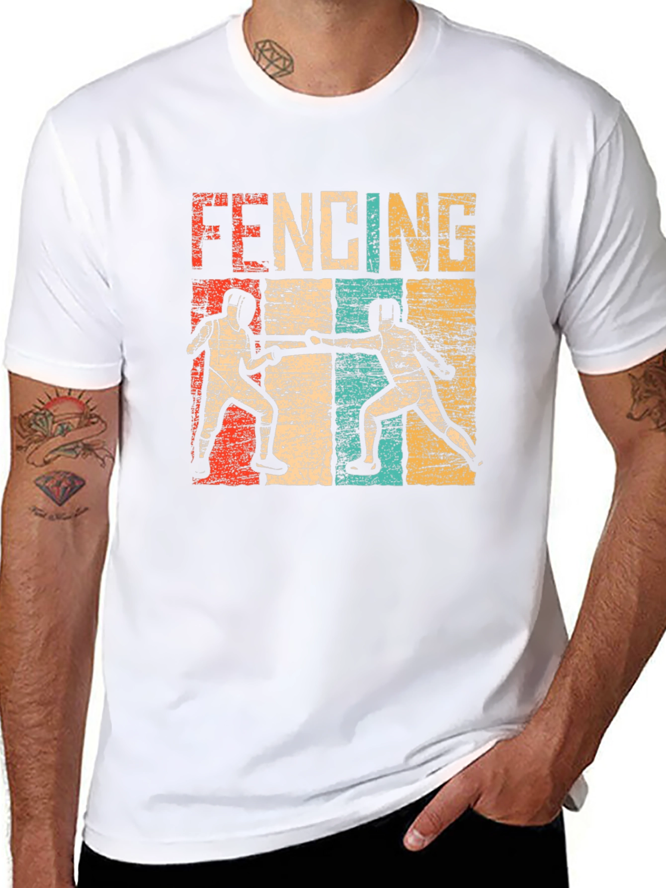 Black Vintage Fencing T-Shirt view 8