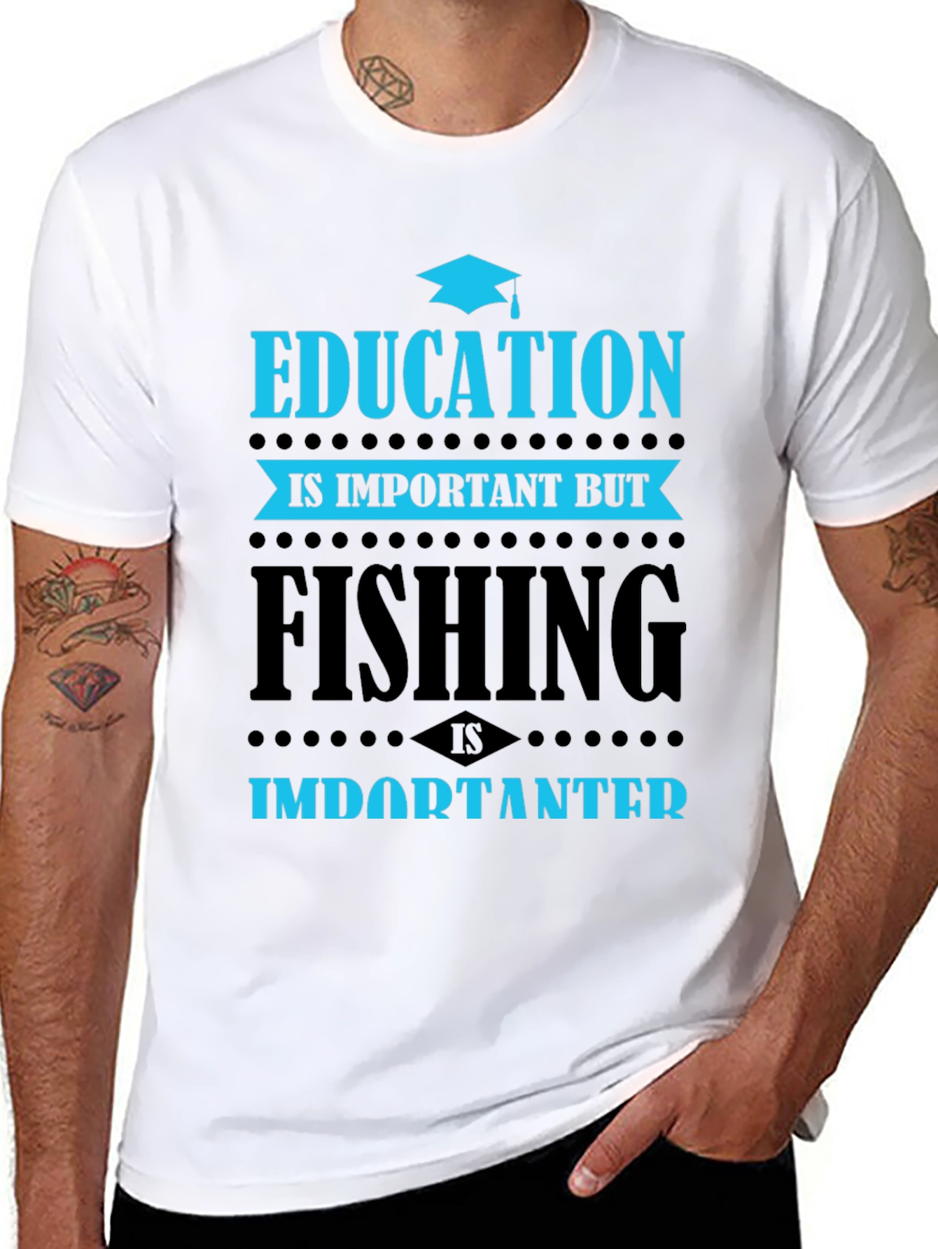 Black Education vs. Fishing T-Shirt - Importanter view 8