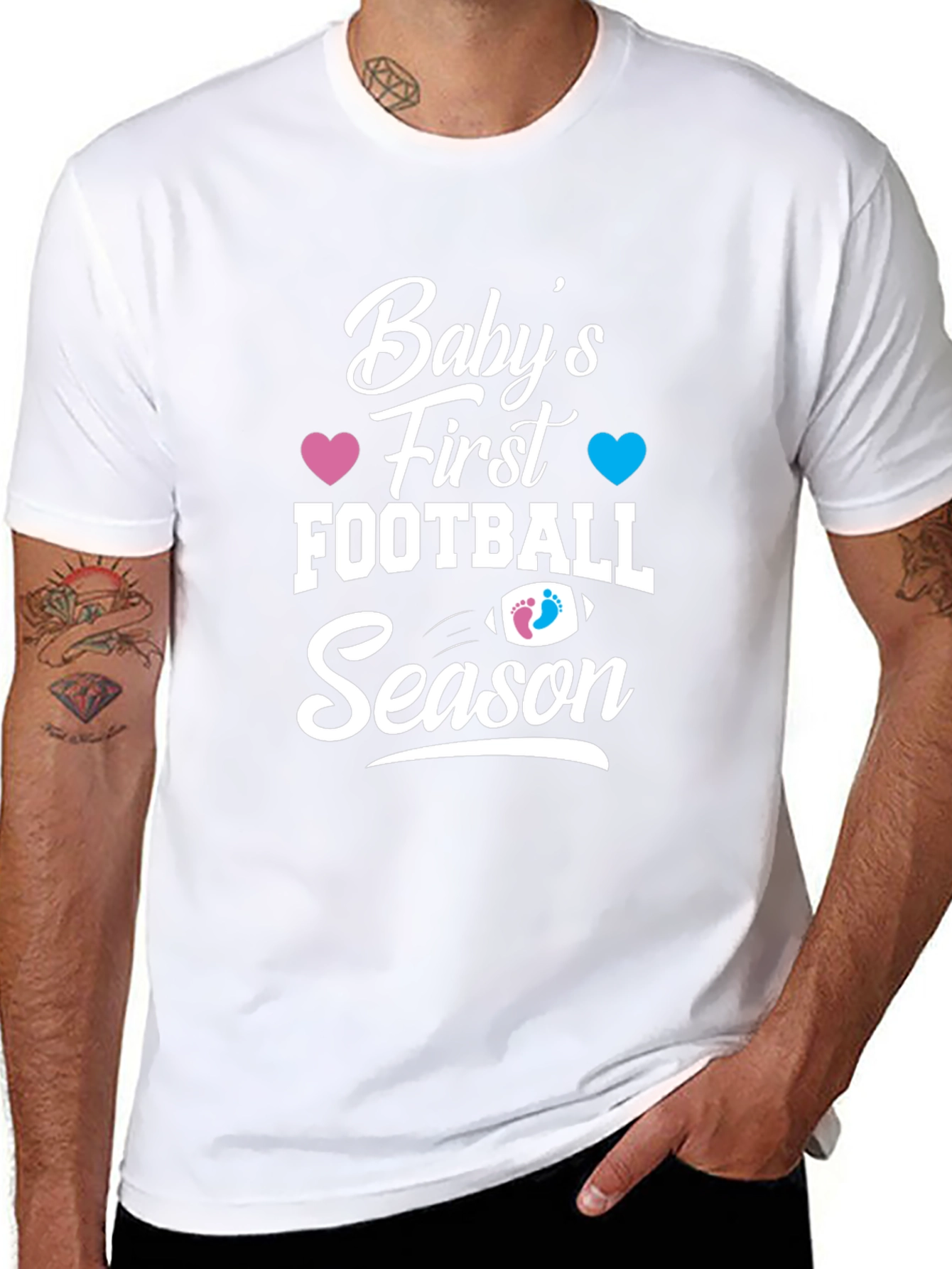 Black Baby's First Football Season Gender Reveal T-Shirt view 8
