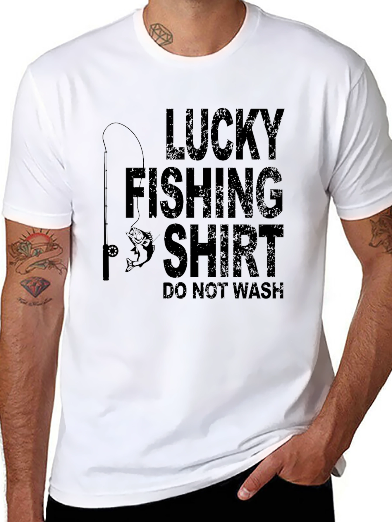 Black Lucky Fishing Shirt - Novelty Graphic Tee view 8