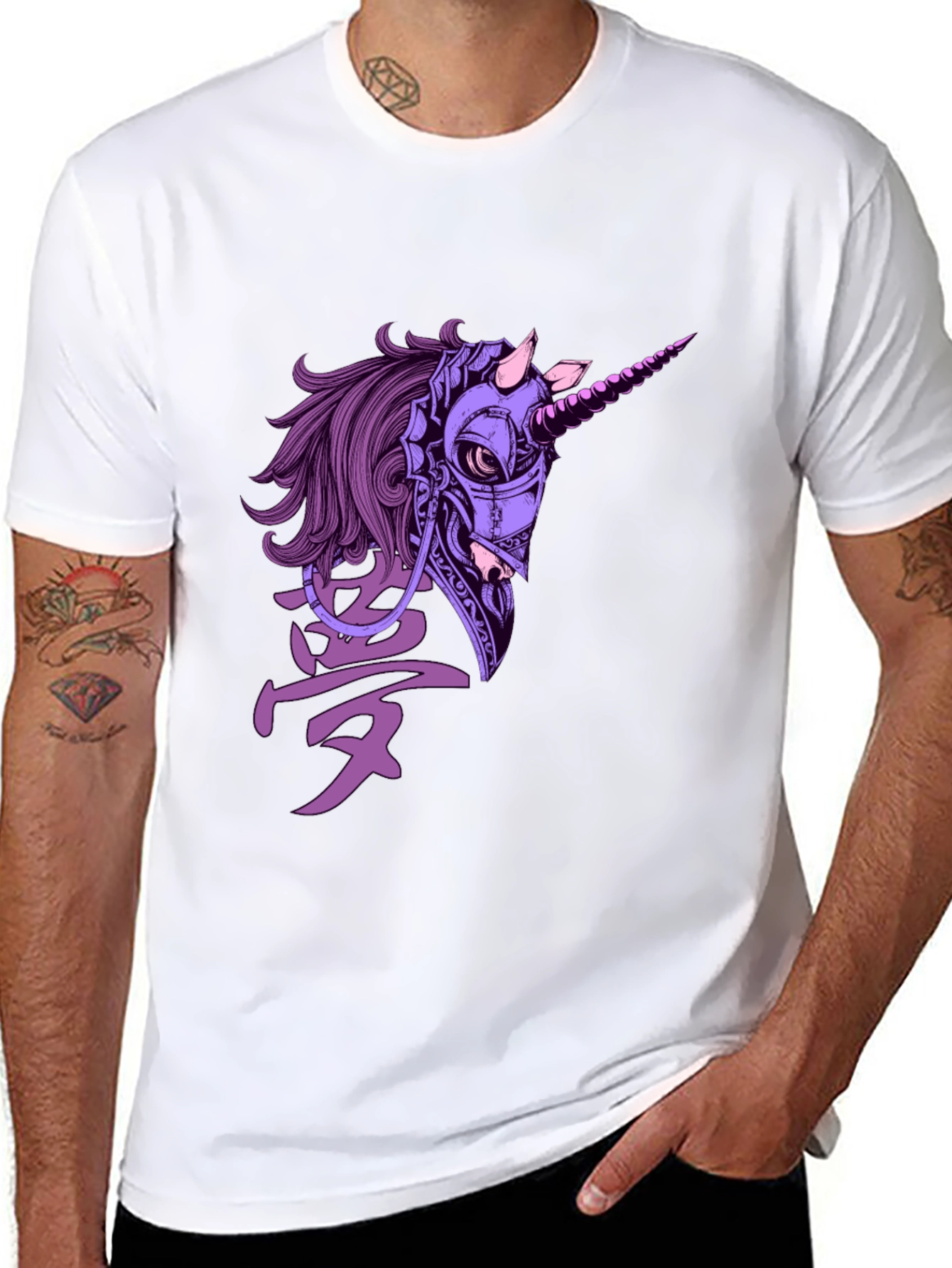 Black Cyberpunk Unicorn Graphic T-Shirt - Black view 8