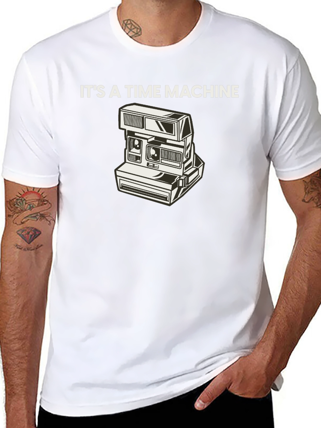 Black Retro Camera Time Machine Graphic Tee - Black view 8