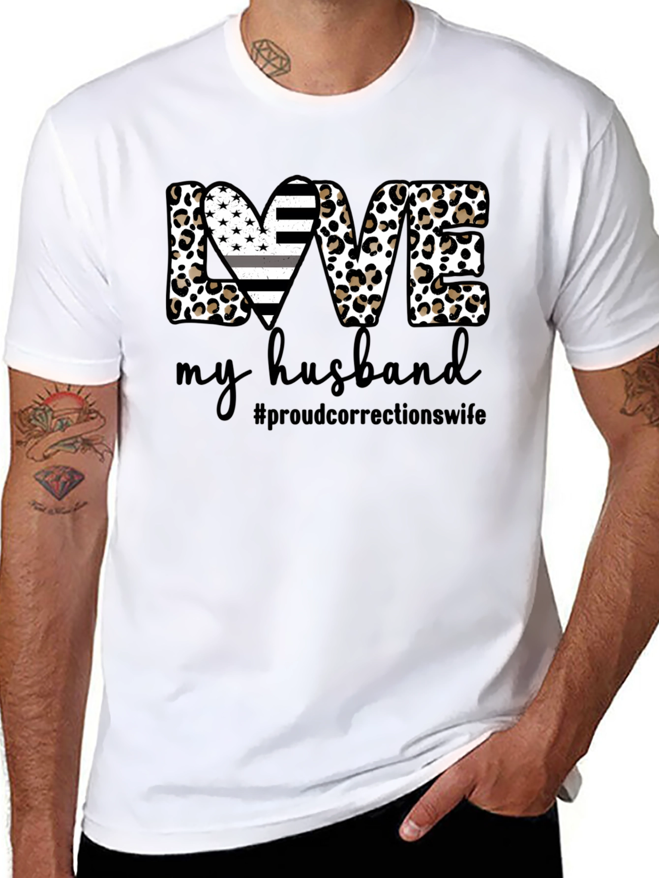 Black Love My Husband Correctional Wife Black T-Shirt view 8