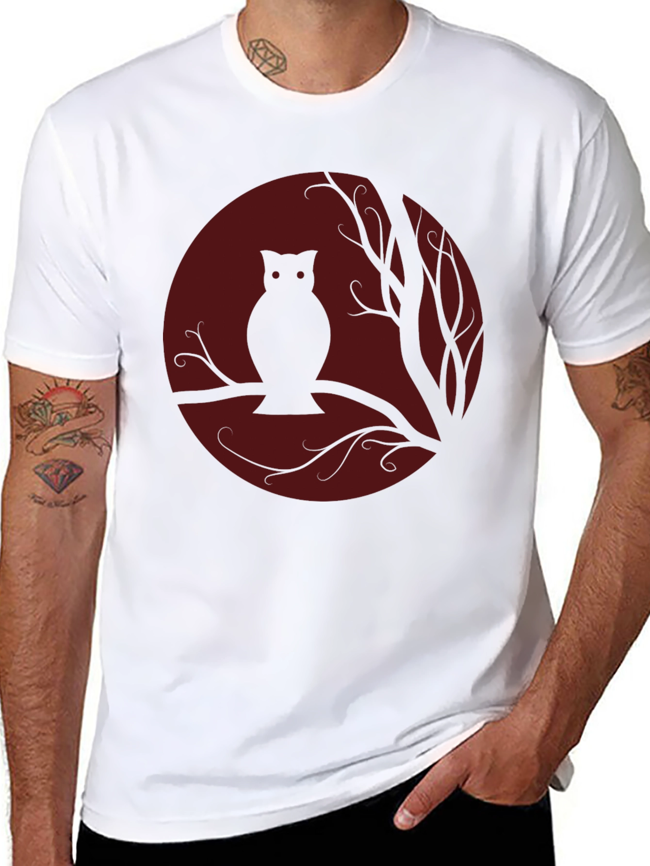 Black Owl Moon Silhouette T-Shirt view 8