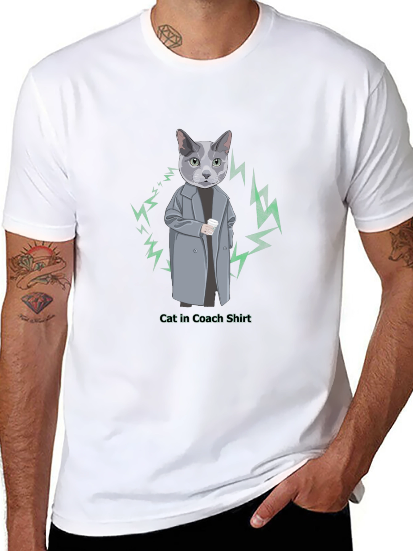 Black Cool Cat in Coach T-Shirt view 8