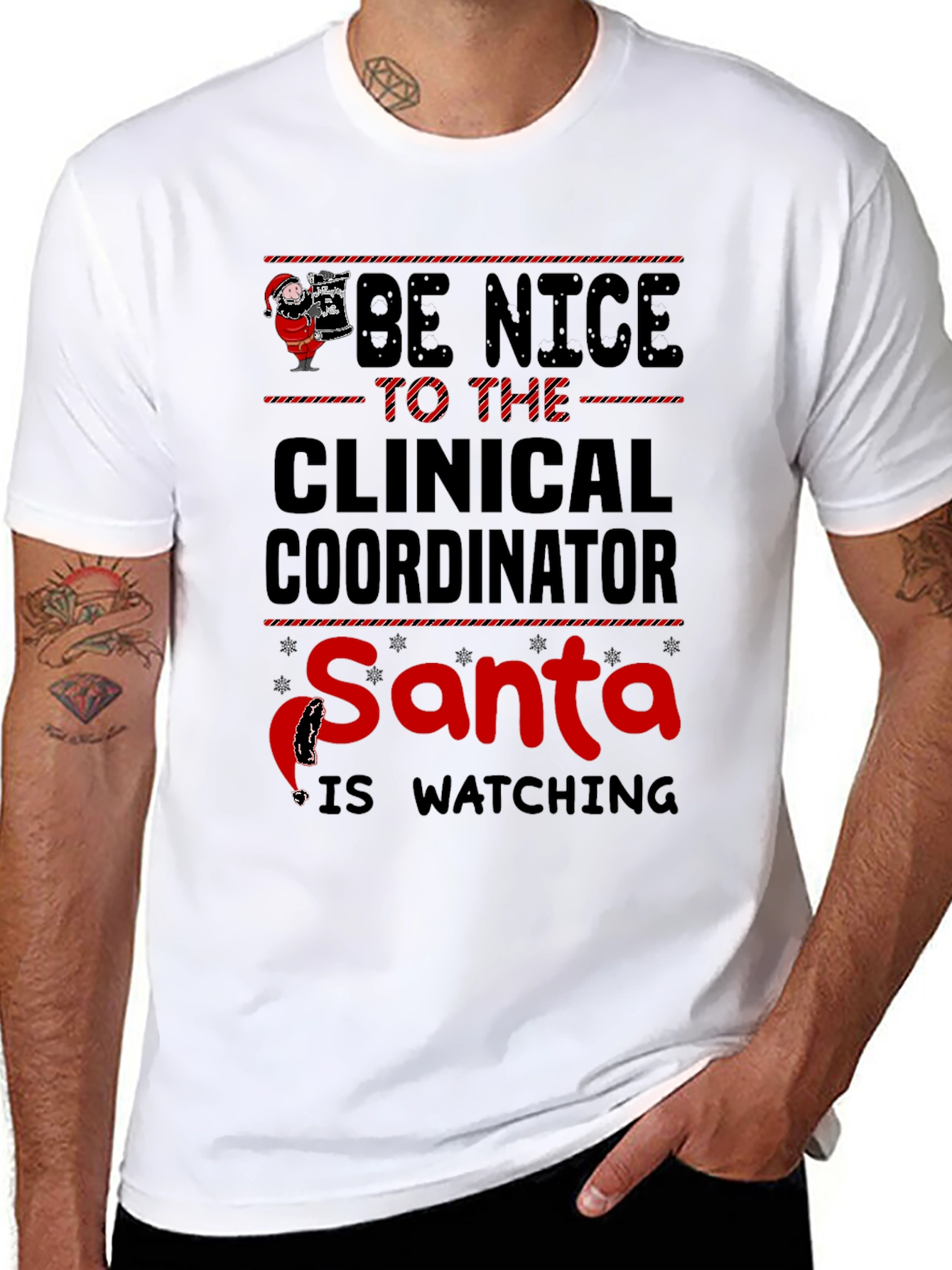 Black Be Nice Clinical Coordinator Santa T-Shirt view 8