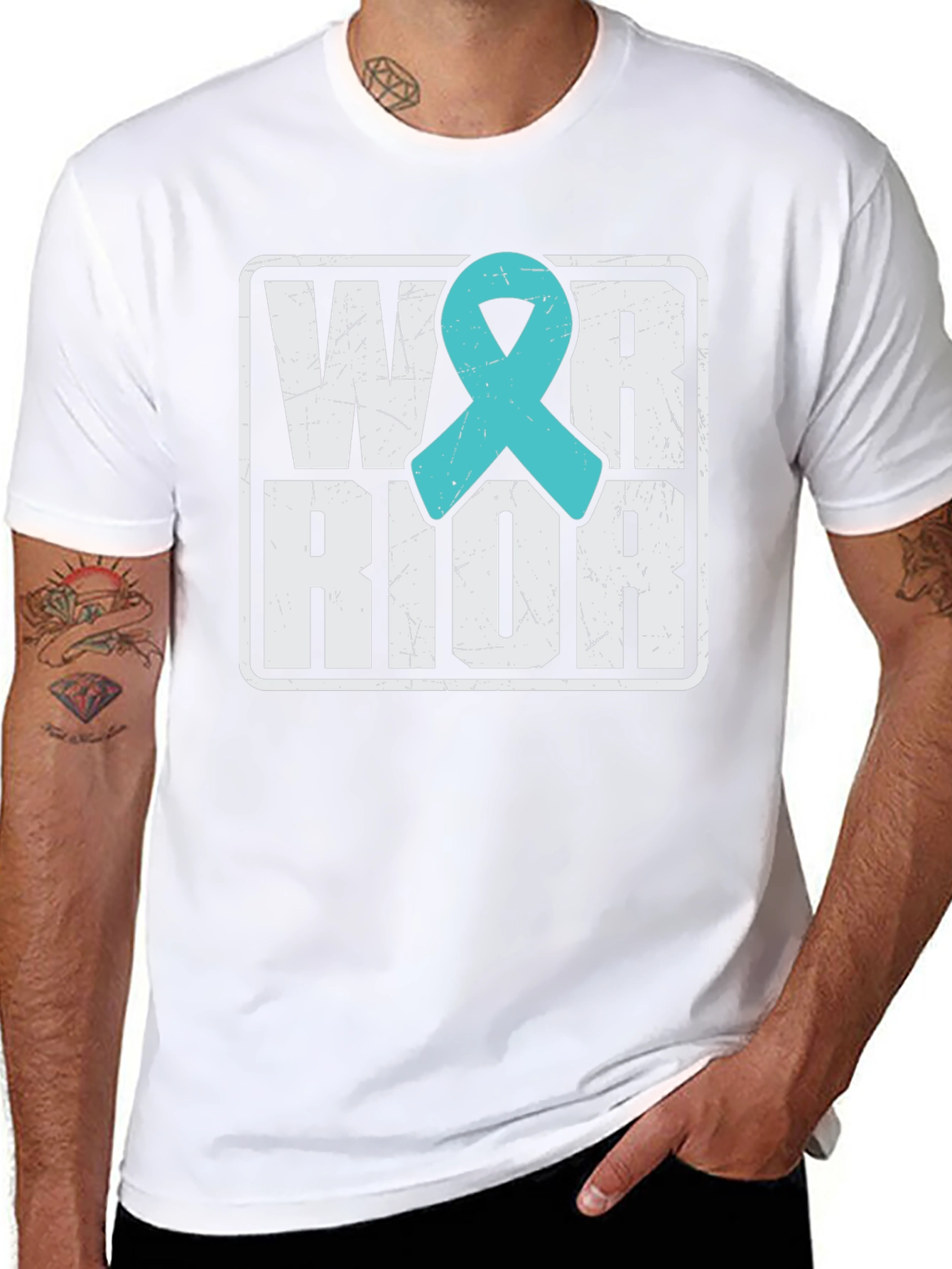 Black Warrior Teal Ribbon T-Shirt view 8