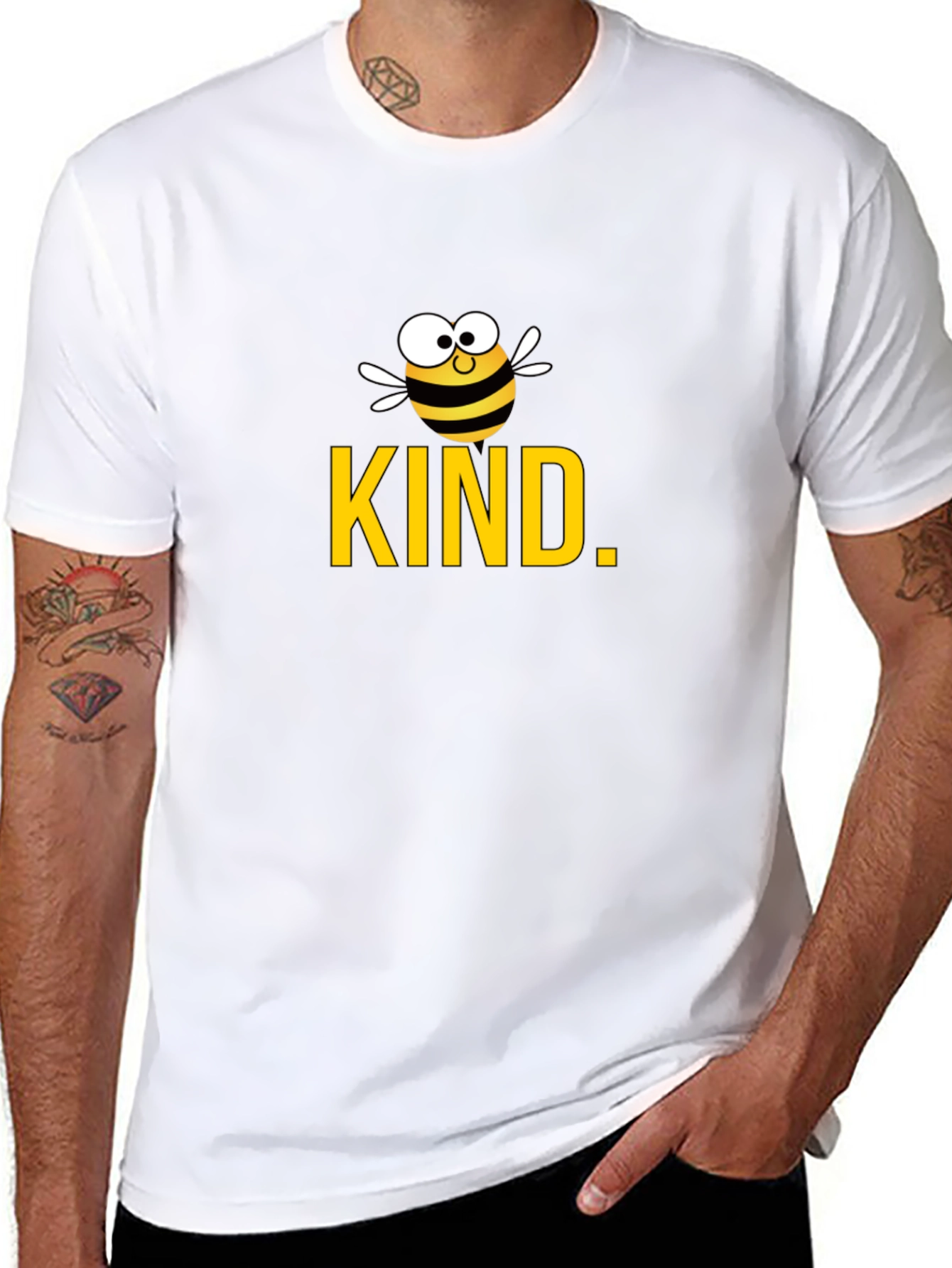 Black Be Kind Bee Graphic Tee - Black Cotton T-Shirt view 8