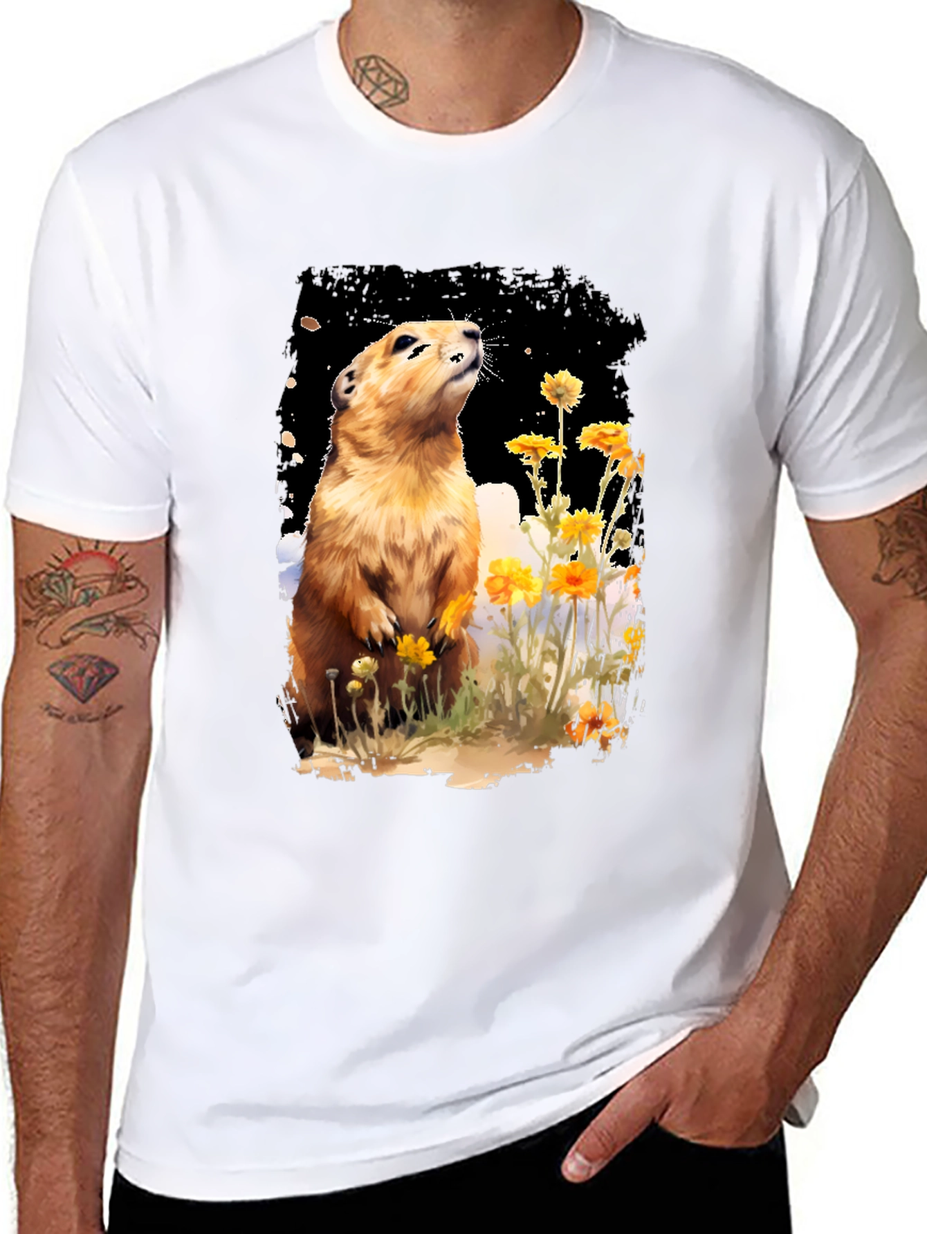 Black Prairie Dog T-Shirt - Unisex Black Tee view 8