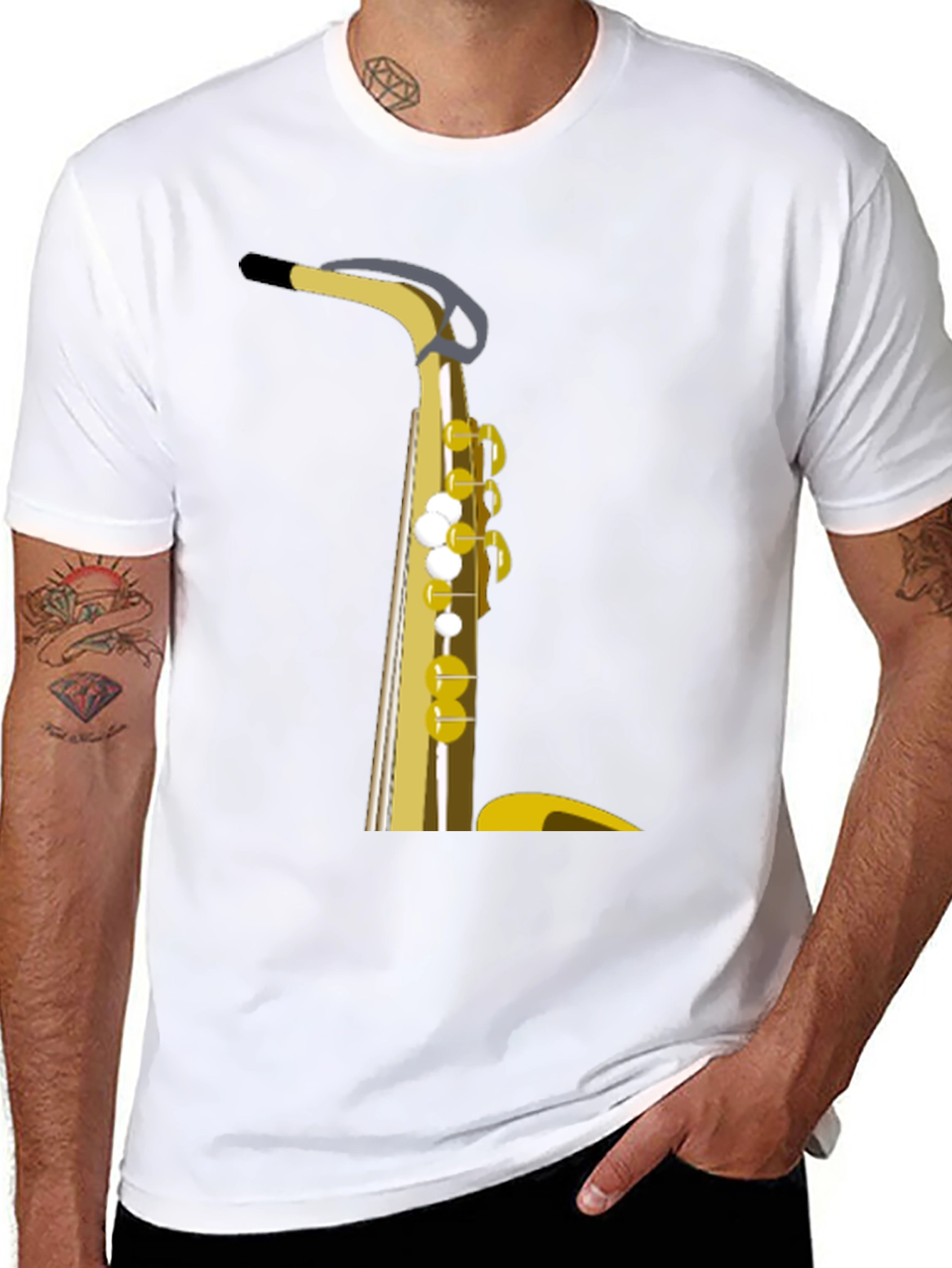 Black Saxophone Graphic Tee - Musician's Black T-Shirt view 8